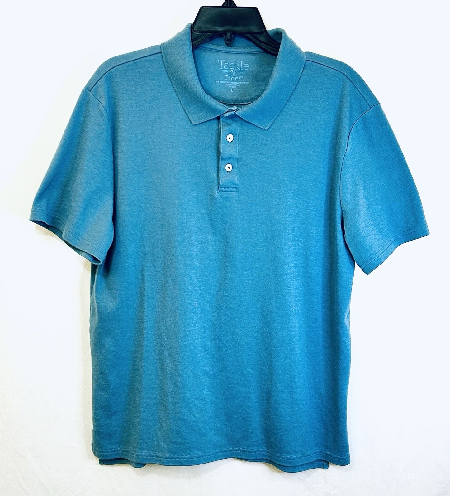 TACKLE & TIDES Mens Ribbed Collar S/S Polo Shirt / Royal Blue / Men’s Large