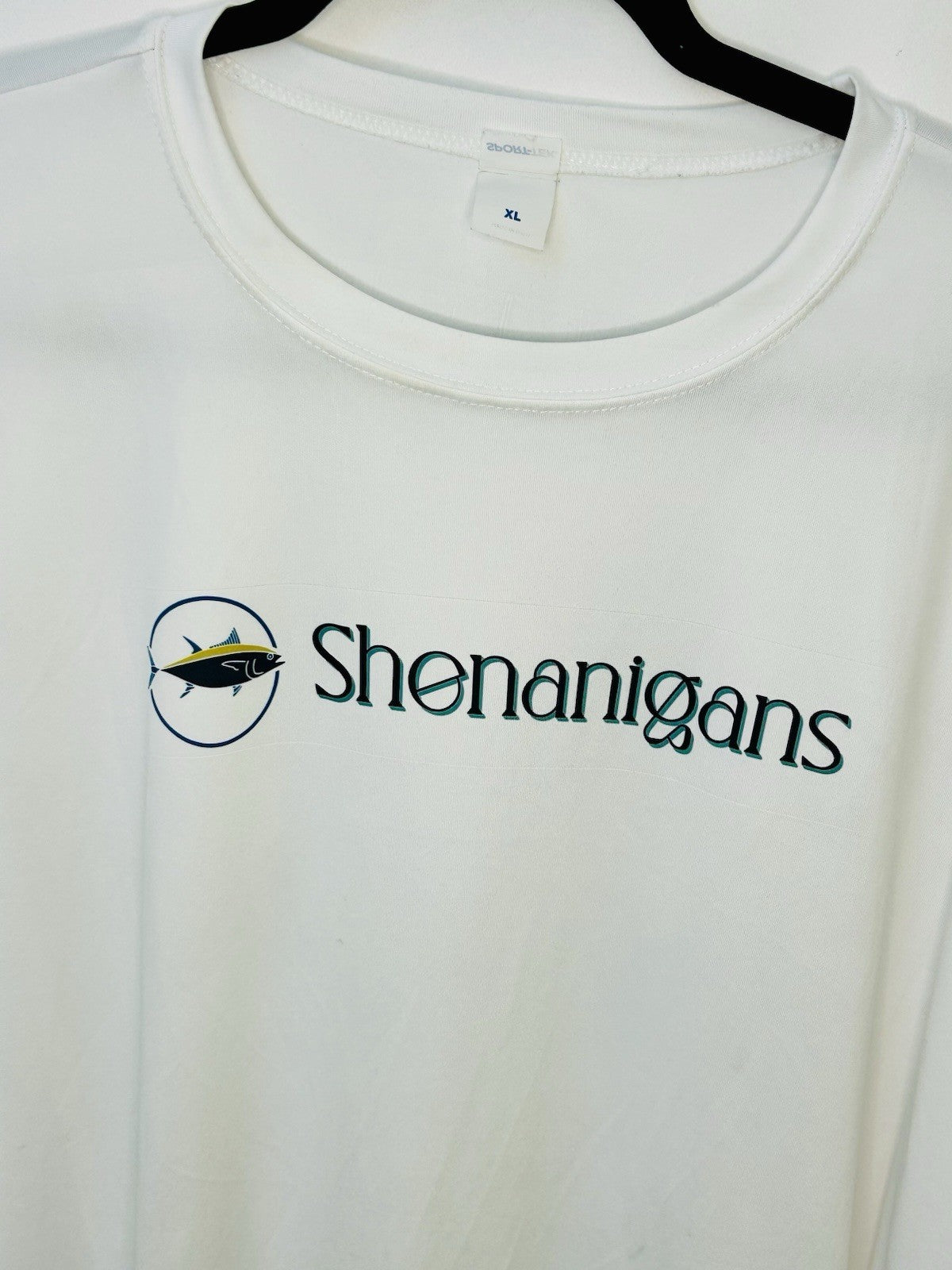 Sport-Tek Custom Shenanigans Performance Fishing Shirt - White - Men’s XL