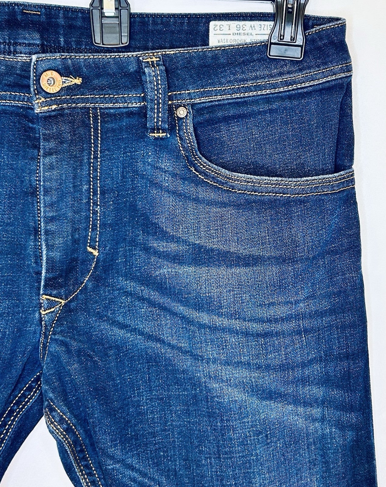 Diesel Jeans Thanaz Men’s 36x32 Slim Skinny Fit Dark Wash