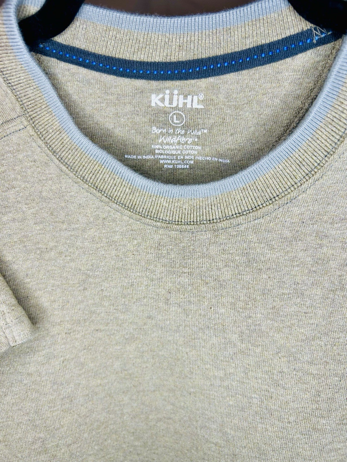 Kuhl Evader Sweater Mens L Olive Merino Cotton Blend Knit Crew Neck Pullover