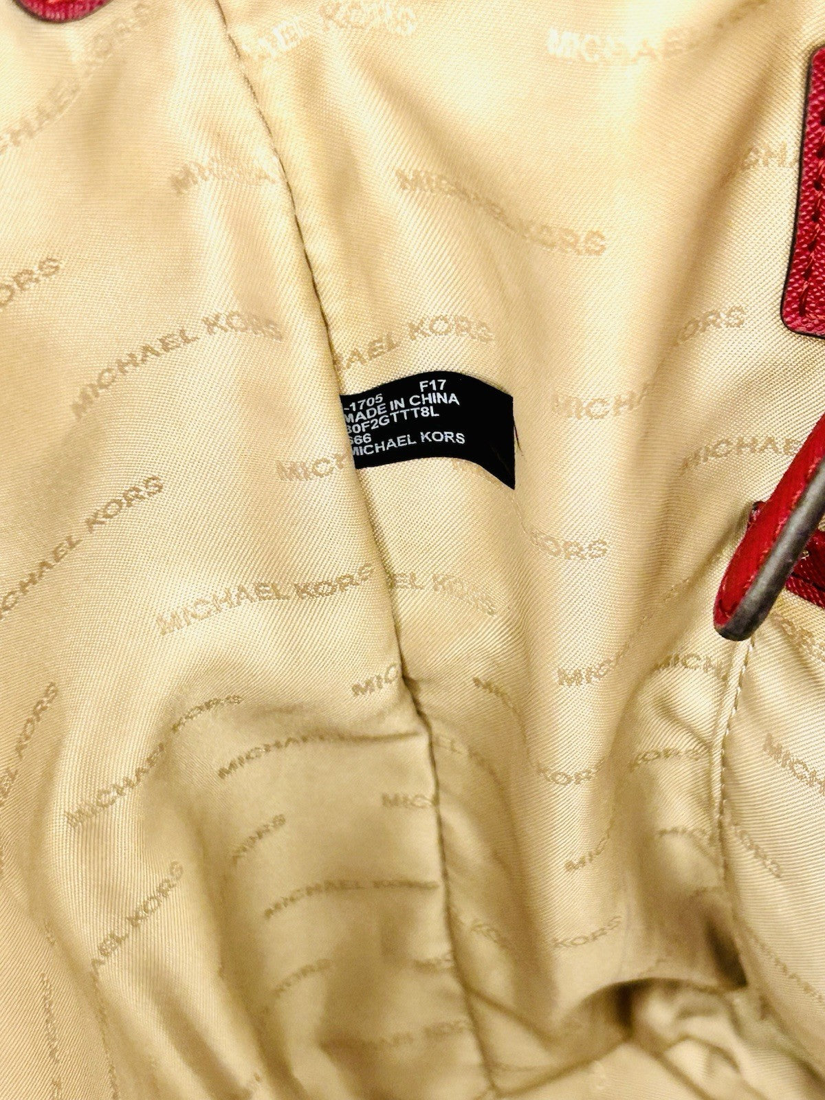 Michael Kors EW TZ TOTE Cherry Color Leather/Gold Hardware Retail $298.00