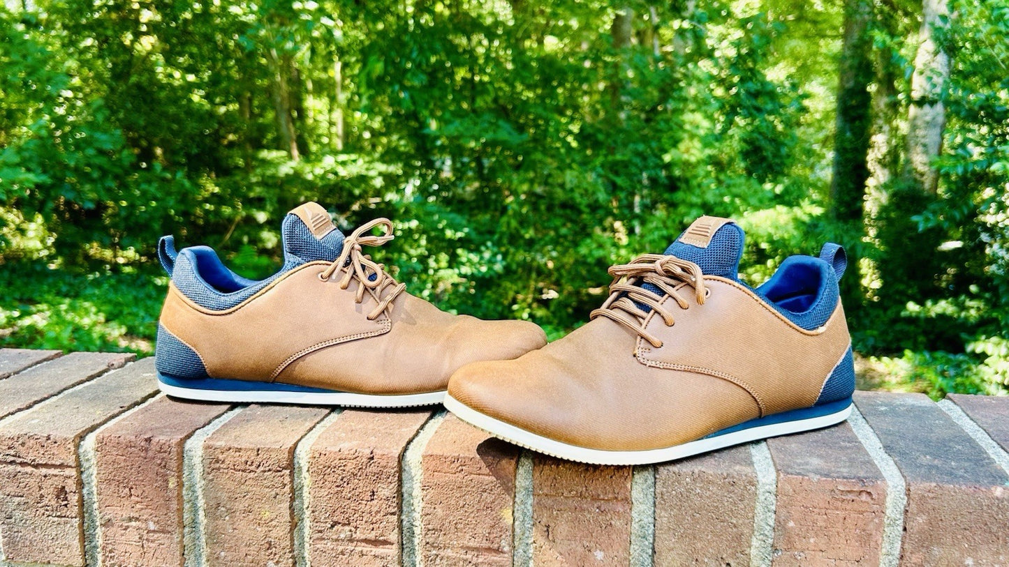 Aldo Mens Preilia Brown Blue Lace Up Low Top Round Toe Sneaker Shoes Size 8