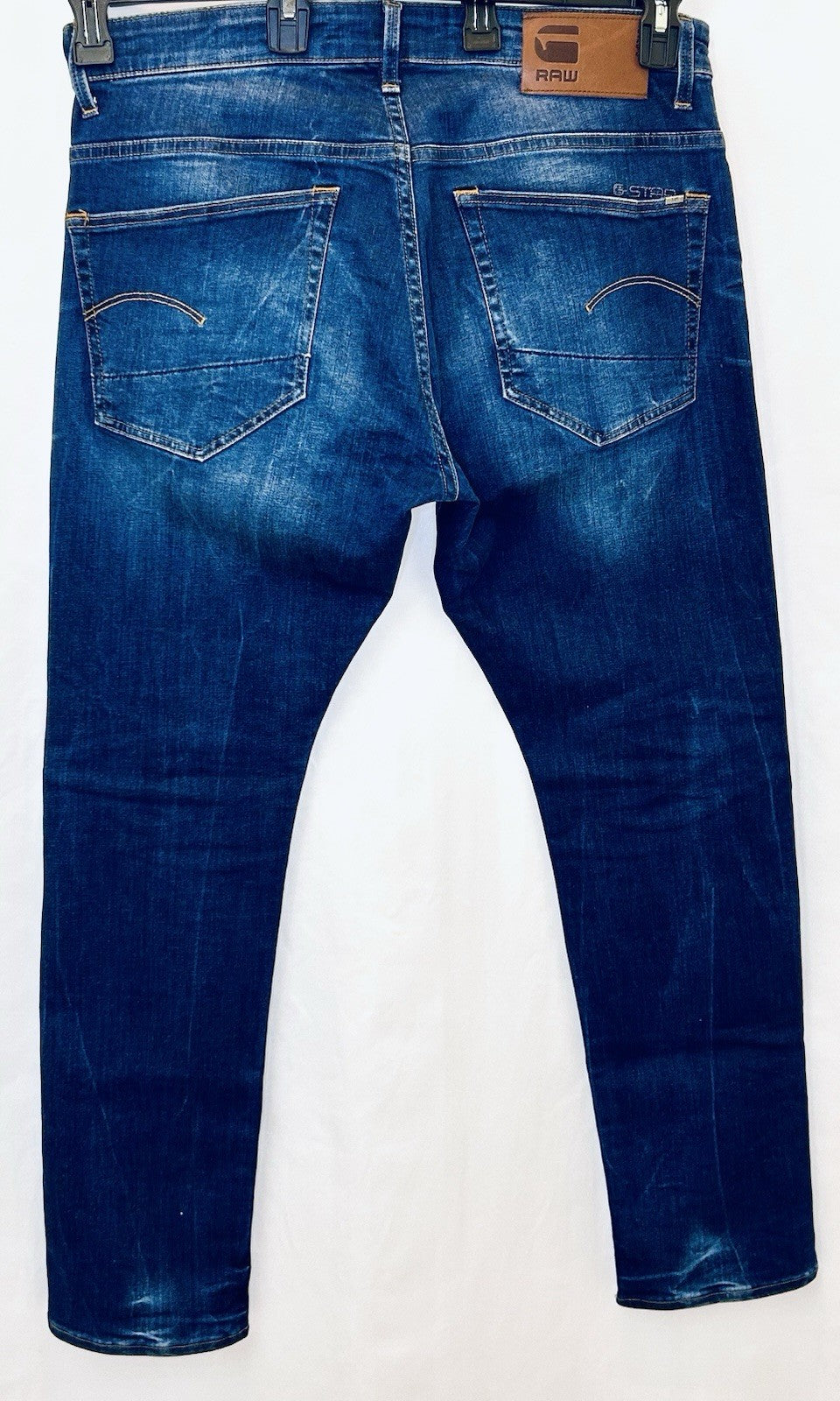 G-Star Raw Jeans Men’s 34x30 Blue Denim Slim 3301 Straight Tapered