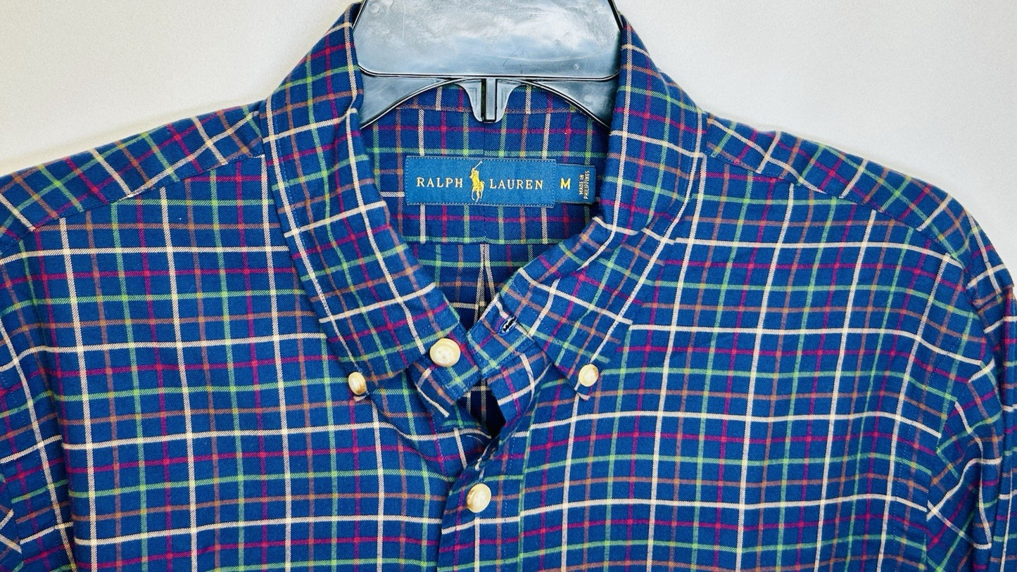 Ralph Lauren Blue Label Light Flannel Shirt Mens Medium Multicolor Plaid