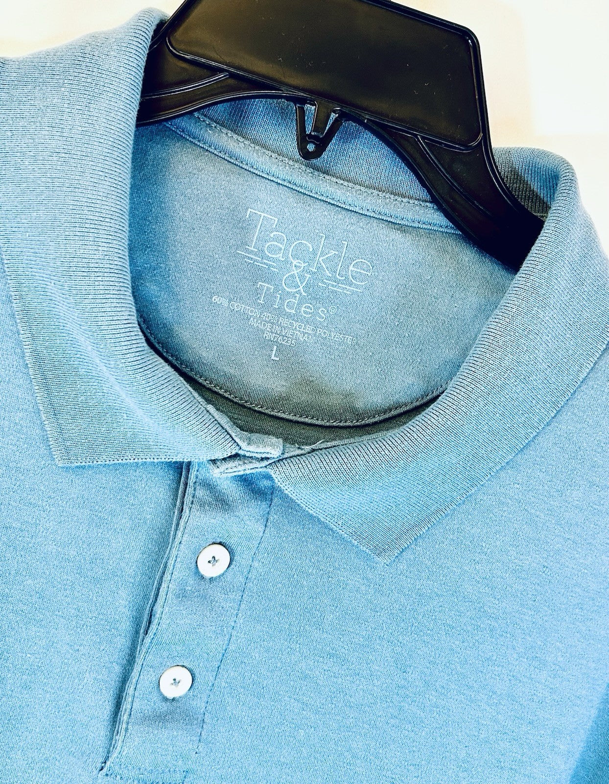 TACKLE & TIDES Mens Ribbed Collar S/S Polo Shirt / Royal Blue / Men’s Large