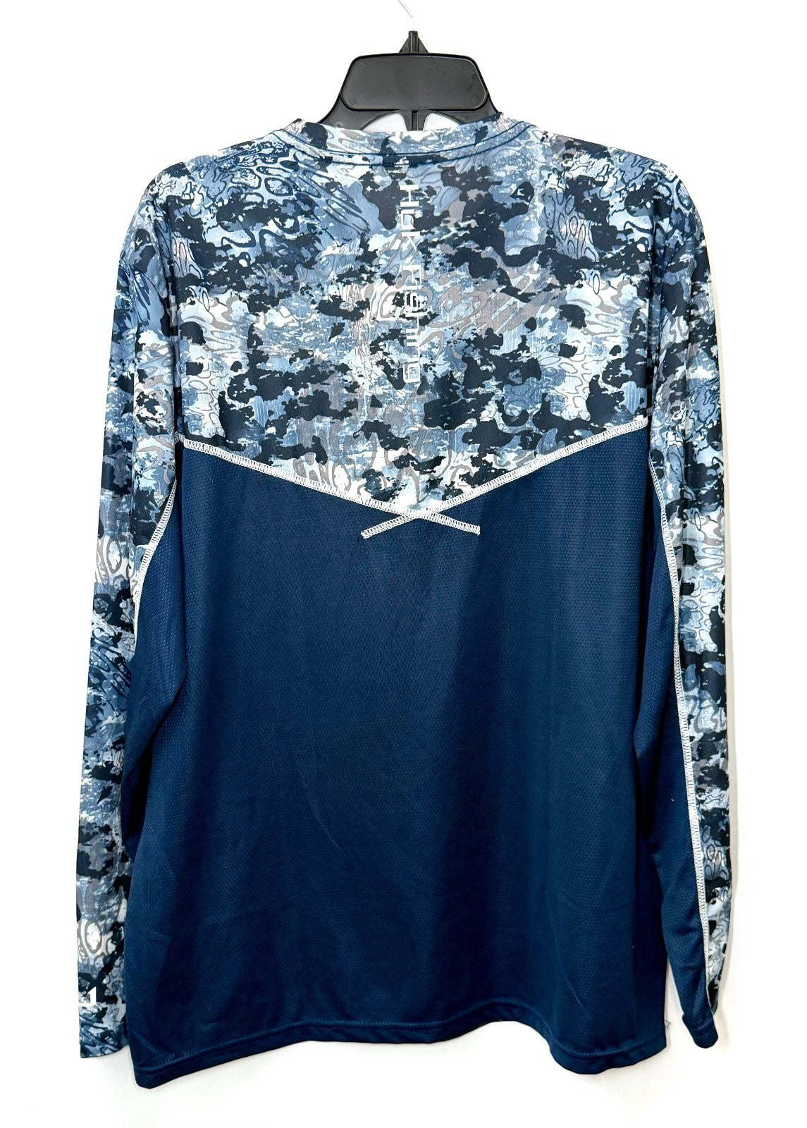 Huk Icon X Tide Change Camo Long Sleeve Fishing Shirt Men's Size Large Blue