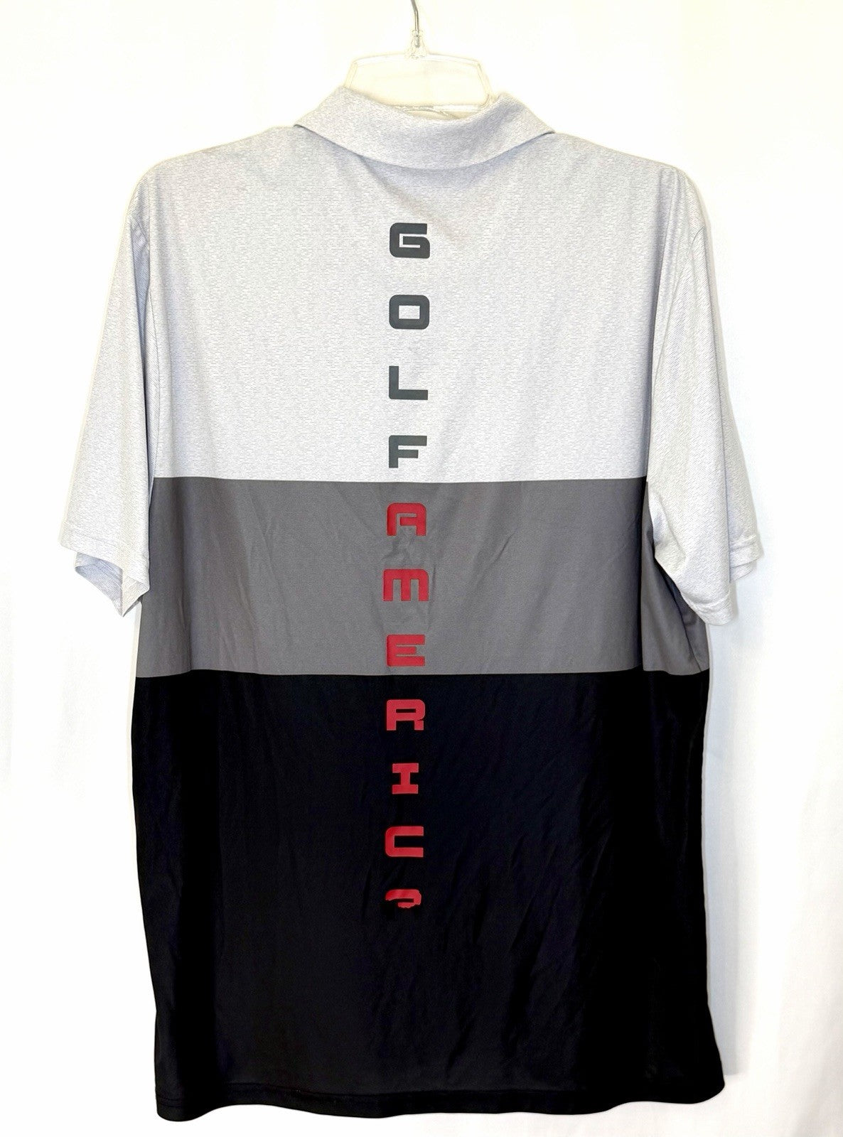 Golf Of America Polo Men’s Large Grey/Black Performance Shirt