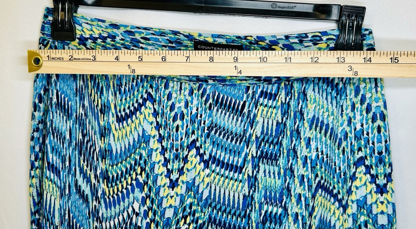 Counterparts Stretchy Pants Blue Size M Geo Design Pull On Casual Work Wide Leg