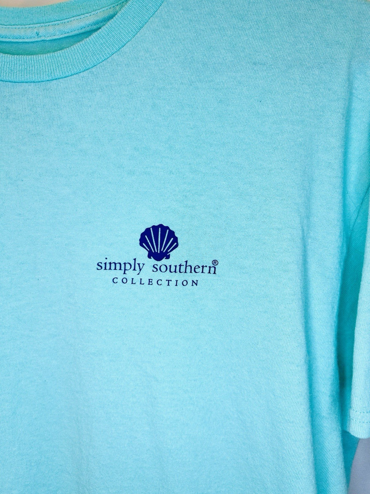 Simply Southern Teal Short Sleeve Outer Banks NC Graphic Tee | Large