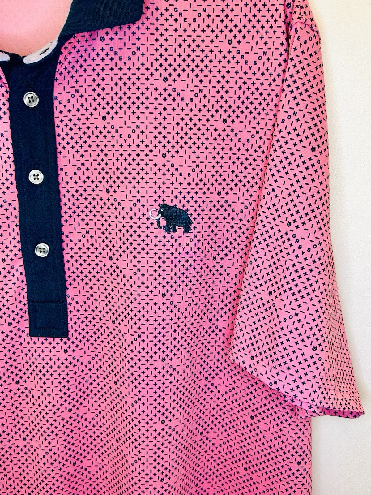 Greyson Golf S/S Polo Shirt Plus Minus Print Wild Rose Pink Men’s L Large