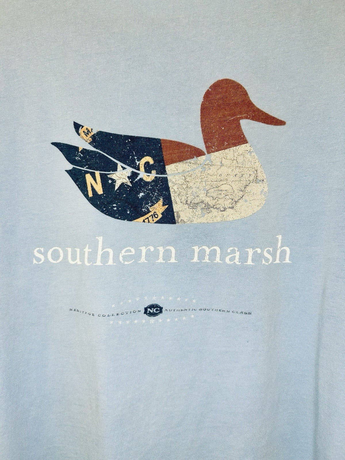 Southern Marsh Shirt Mens Large Blue Casual NC Graphic Cotton Short Sleeve