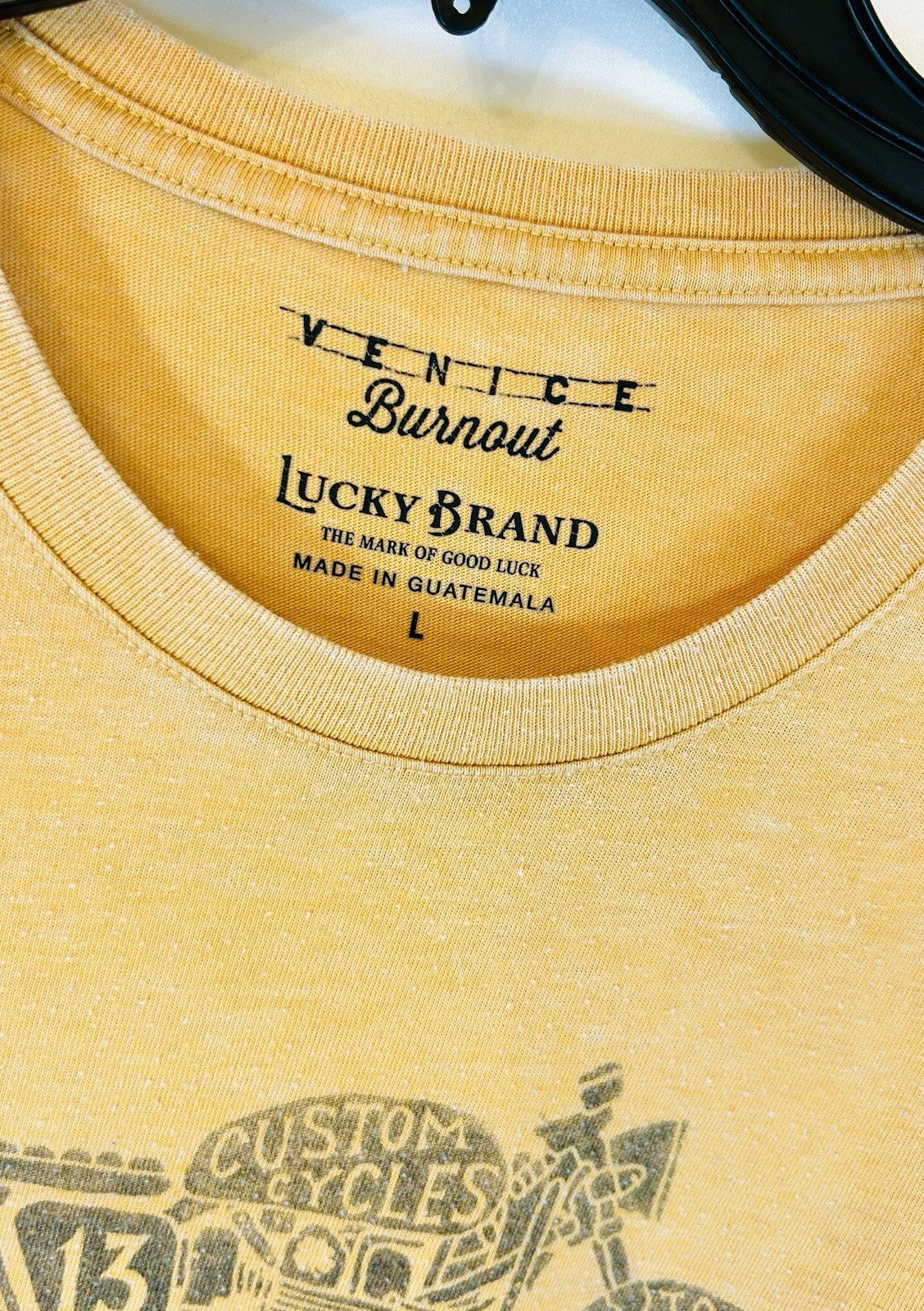 Lucky Brand Motor Bike Graphic Tee / Spruce Yellow / Men’s Large