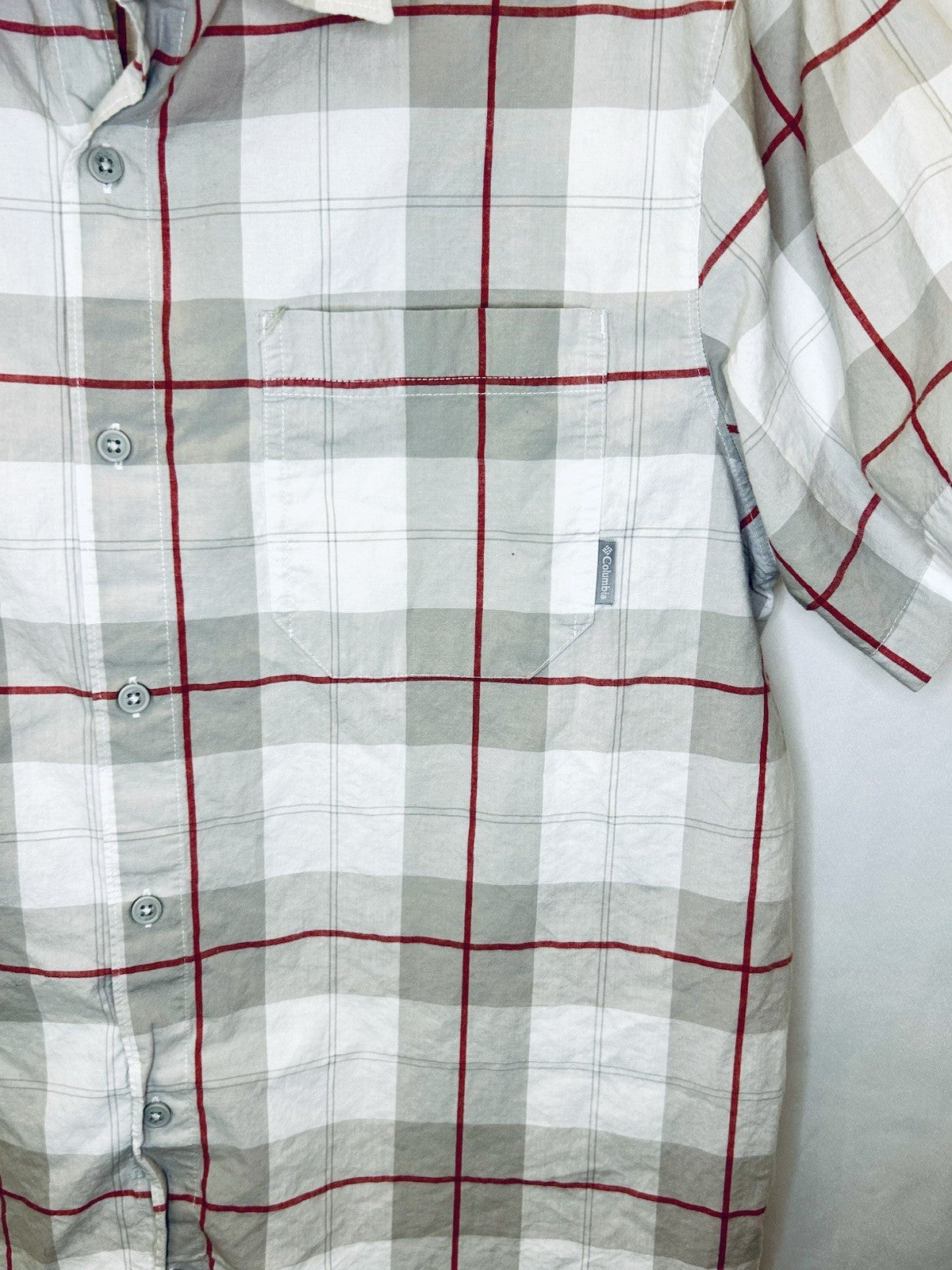 Men's XL Columbia Sportswear Short Sleeve Plaid Cotton Button Down Shirt