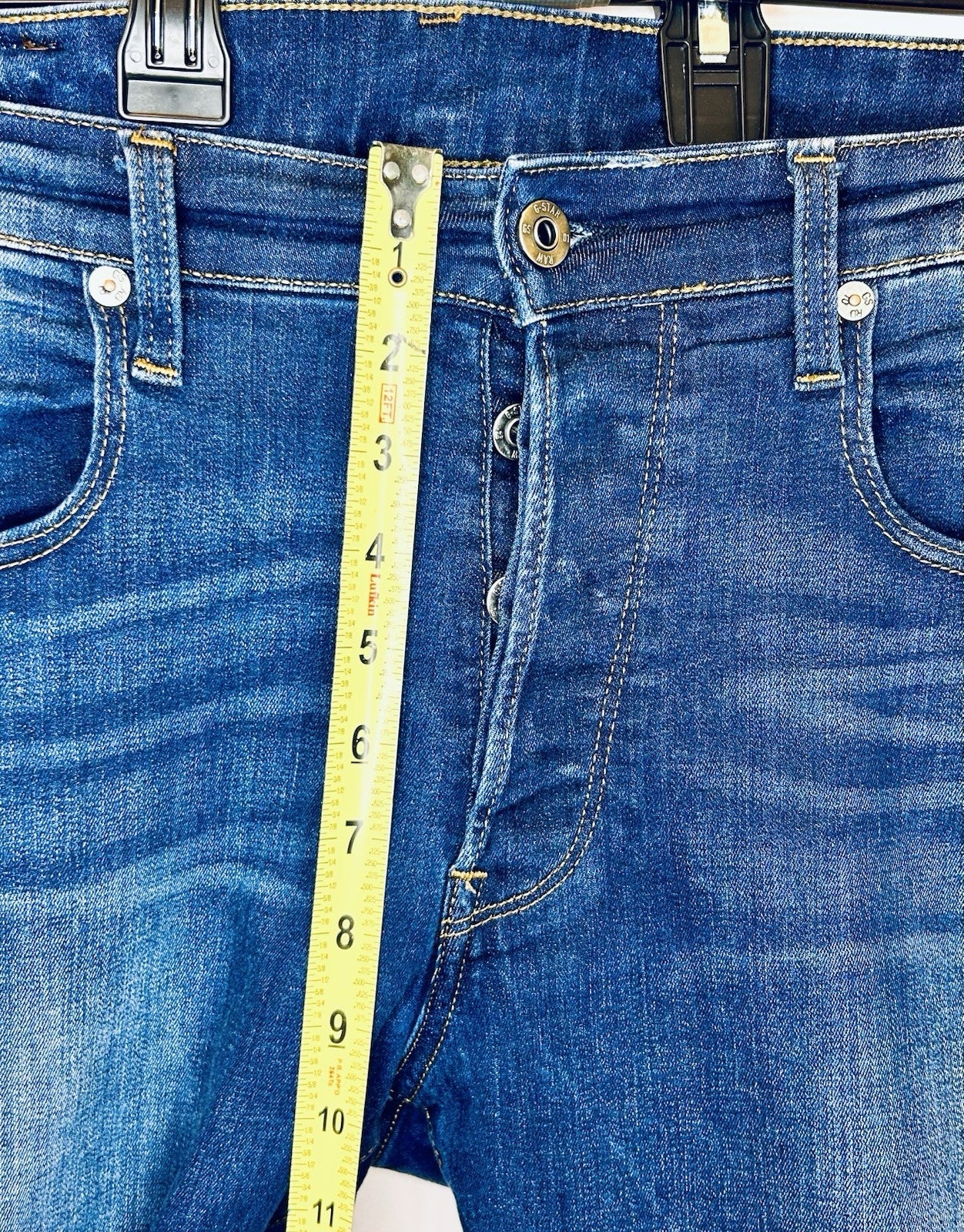 G-Star Raw Jeans Men’s 34x30 Blue Denim Slim 3301 Straight Tapered
