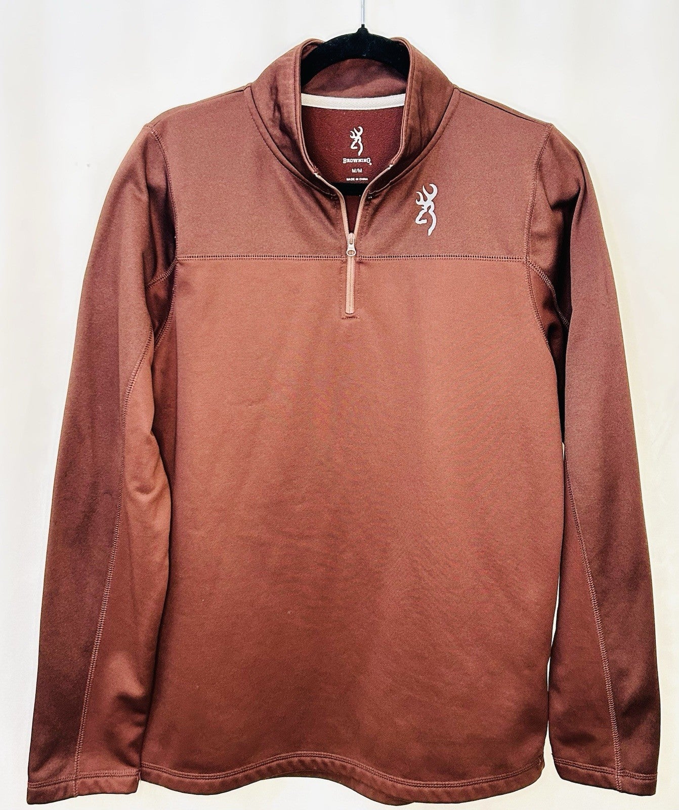 Browning Sweater Mens Medium Brown Polyester Quarter Zip Pullover Hunting