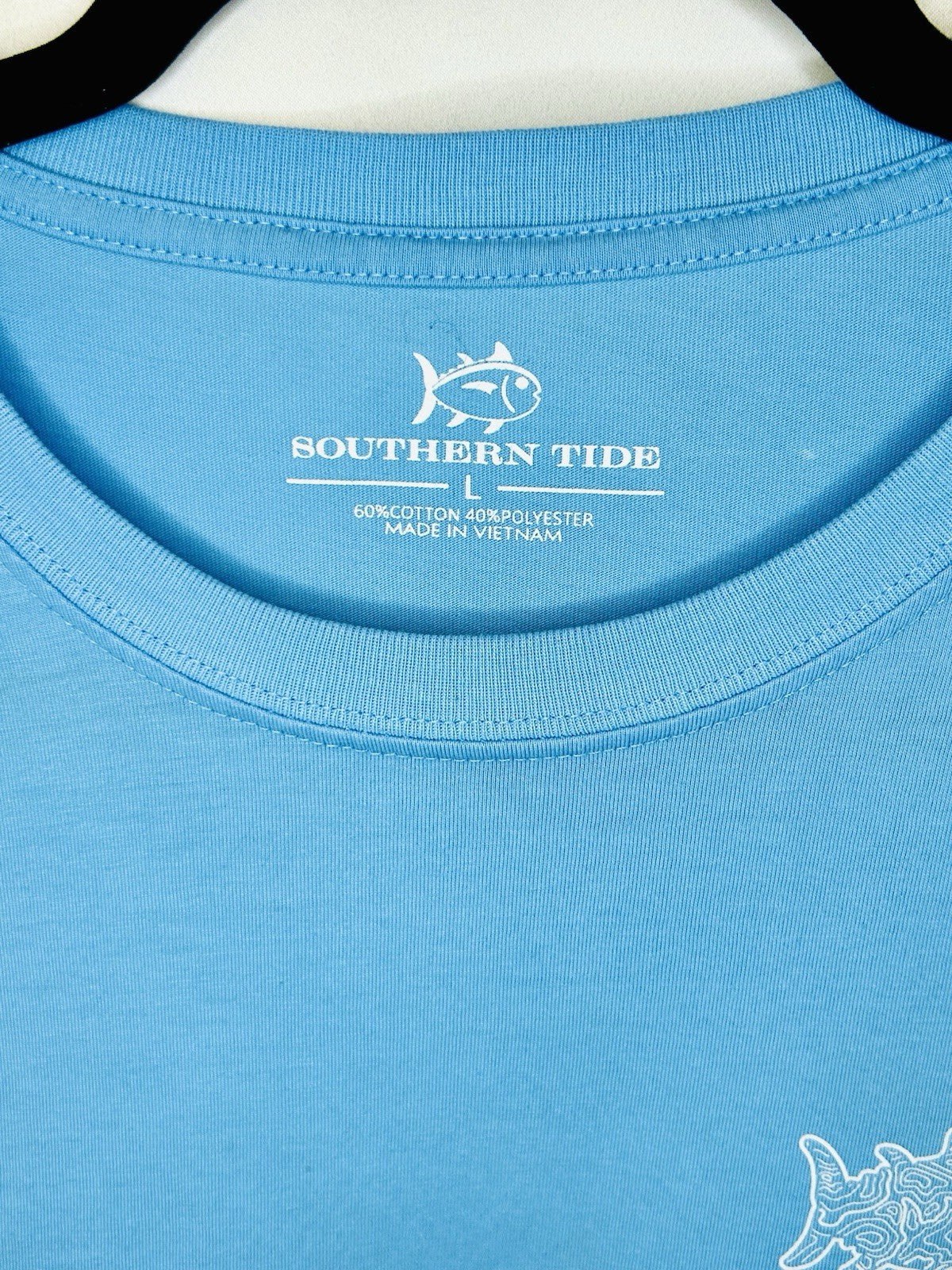 Southern Tide Mens Barware Fish Tee T-Shirt Large Bar Theme Light Blue
