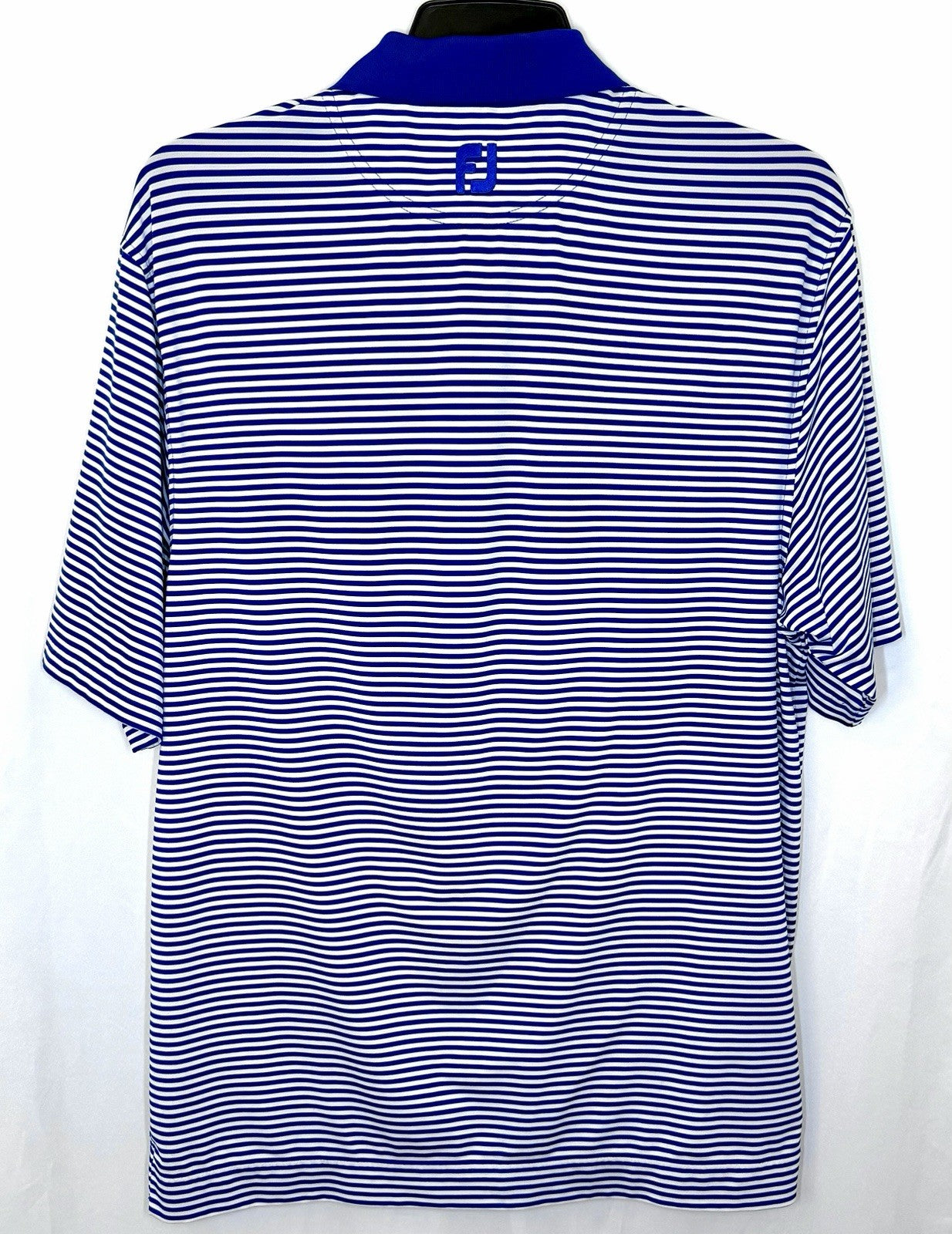 FootJoy FJ Blue & White Stripe Short Sleeve Mens Size M Golf Polo Active Shirt