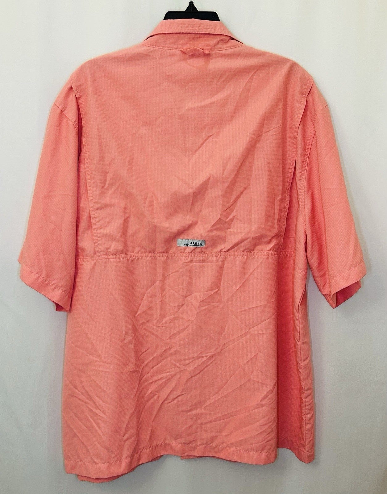 Habit Mens Short-Sleeve Button-Front Shirt, Salmon Red, UPF 40+, Size XL, EUC