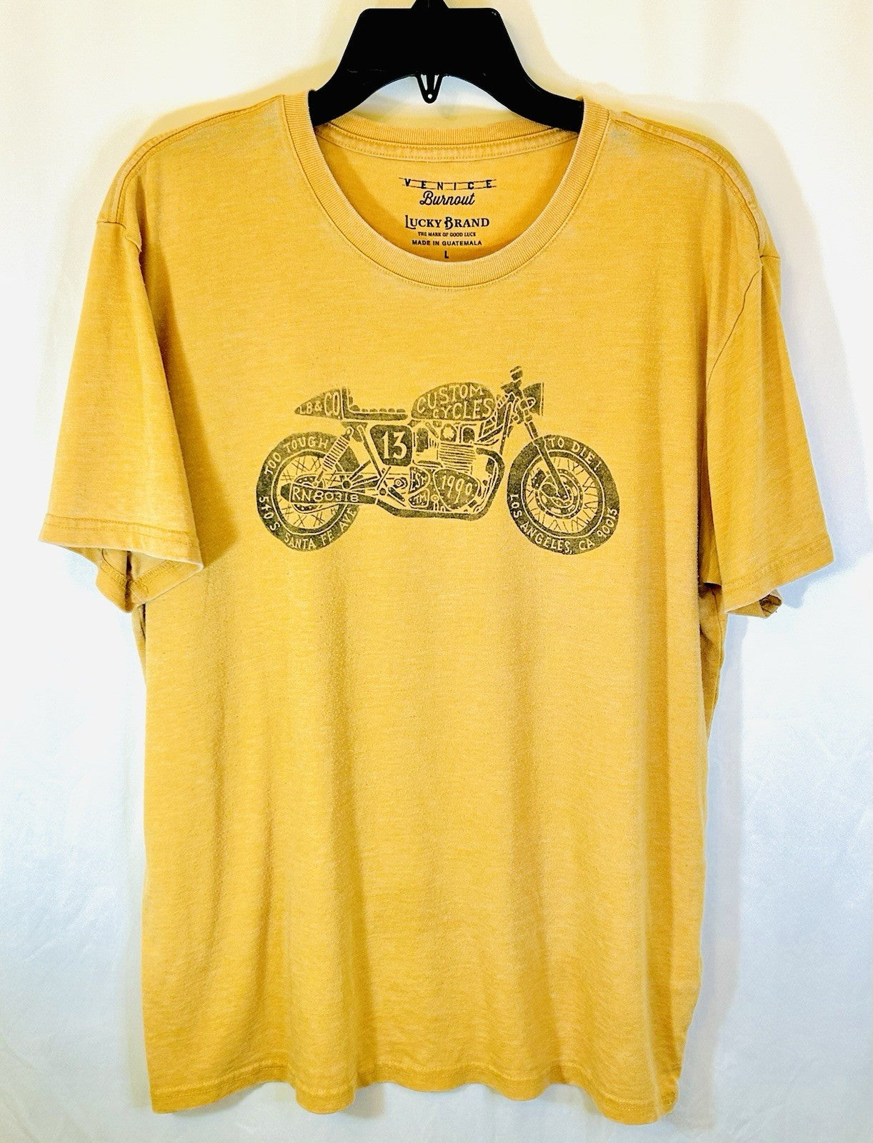 Lucky Brand Motor Bike Graphic Tee / Spruce Yellow / Men’s Large