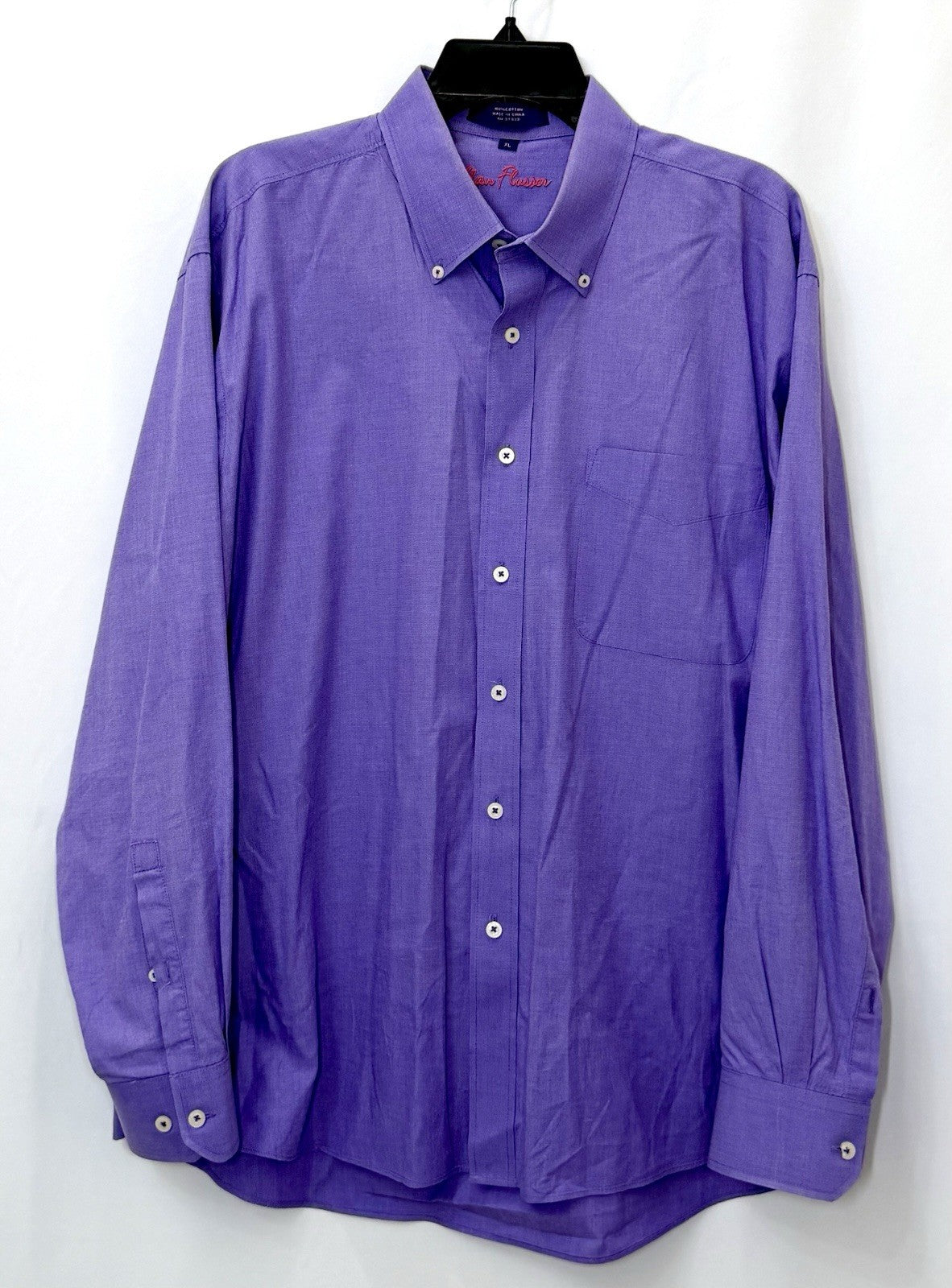 ALAN FLUSSER Shirt Men's Size XL Purple Cotton Long Sleeve Button Up Dress