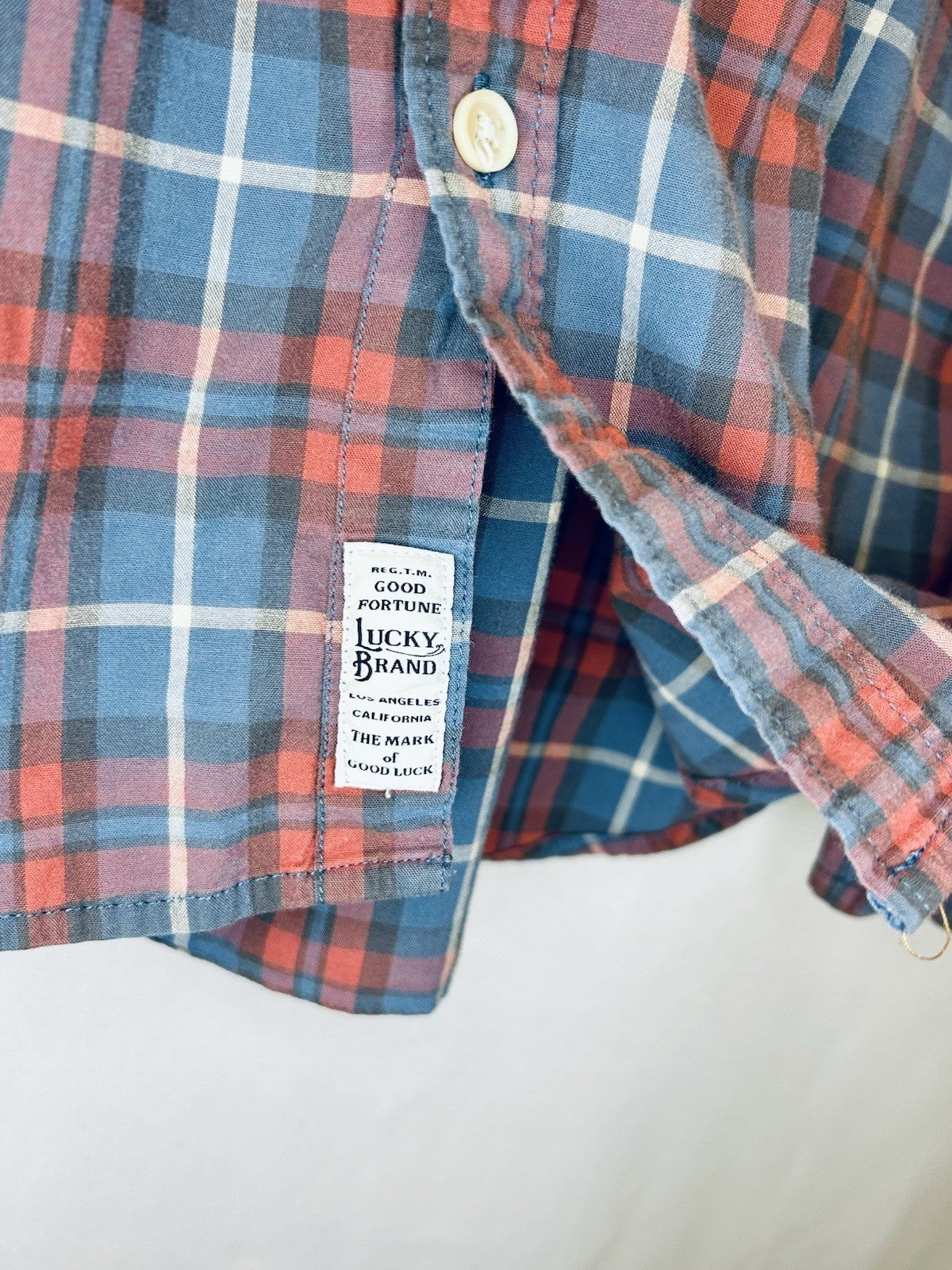 Lucky Brand Long Sleeve Button Front Plaid Classic Fit Shirt Men's Size L