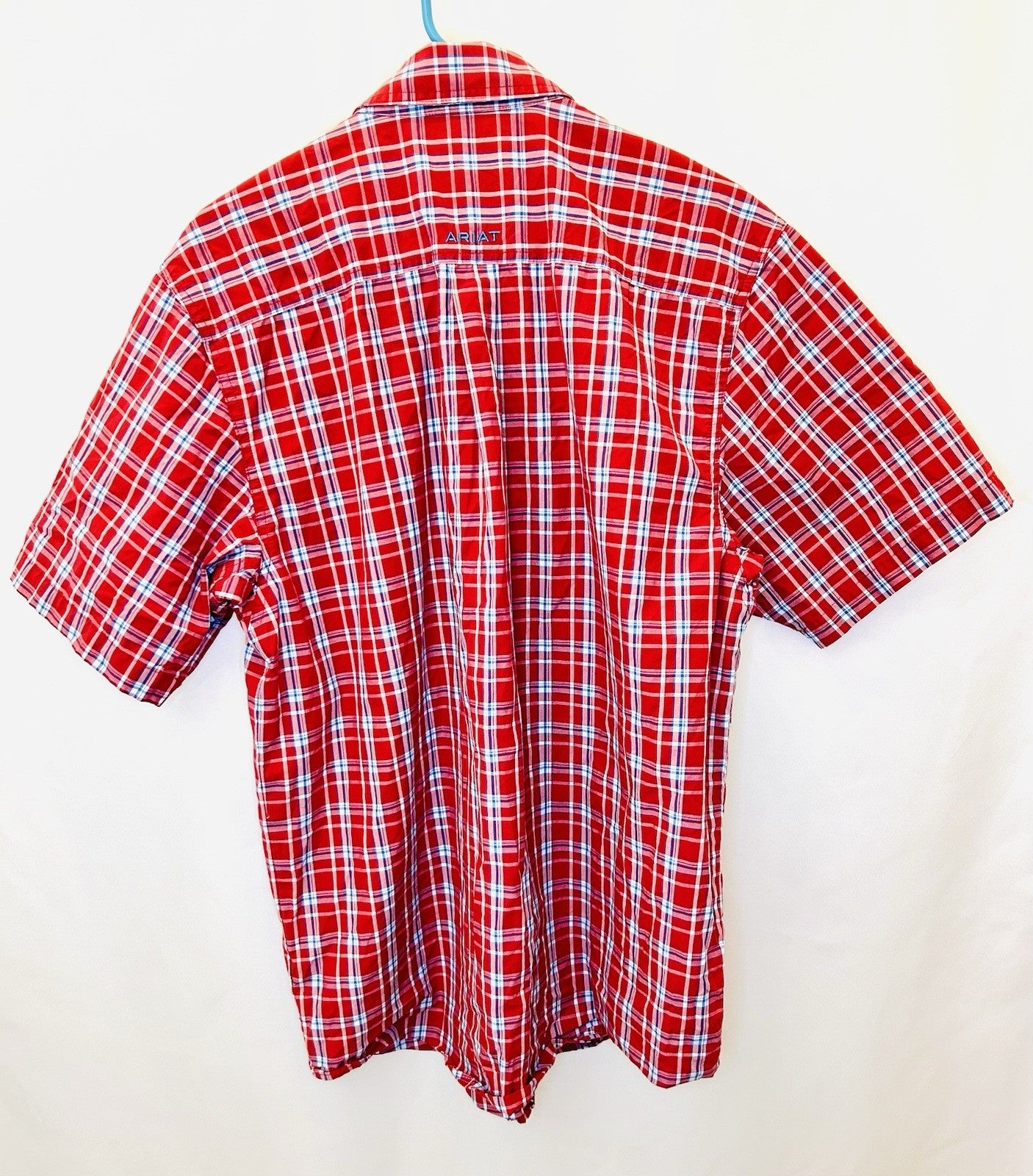 Ariat Pro Series Shirt Mens M Red Check Western Cowboy Short Sleeve Button Down