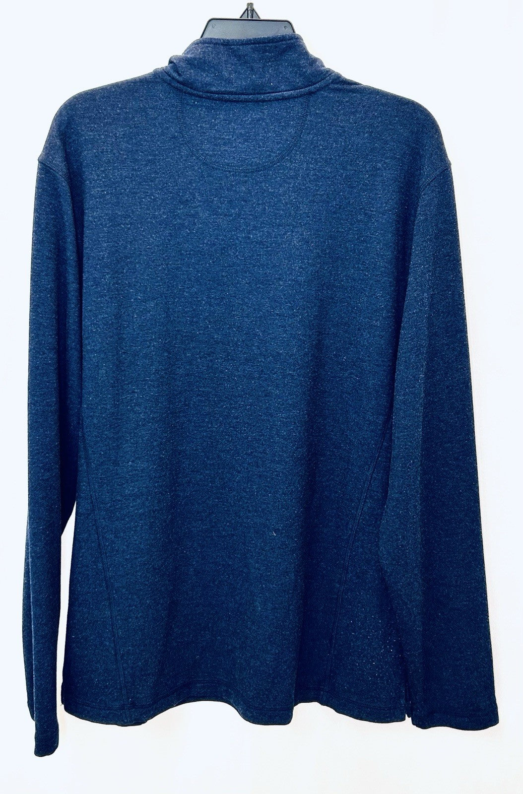Orvis 1/4 Zip Sweater Mens L Large Heathered Navy Blue Mock Neck Stretch