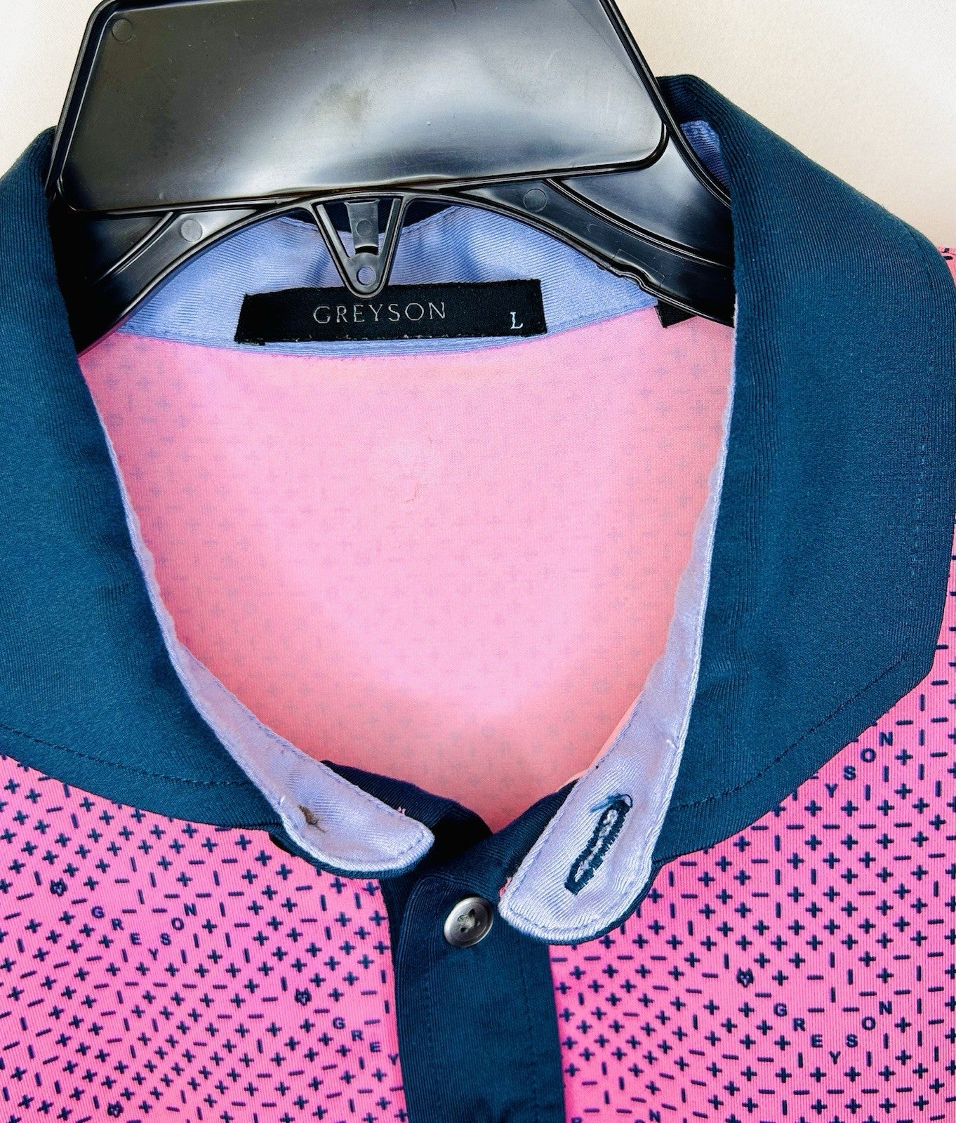 Greyson Golf S/S Polo Shirt Plus Minus Print Wild Rose Pink Men’s L Large