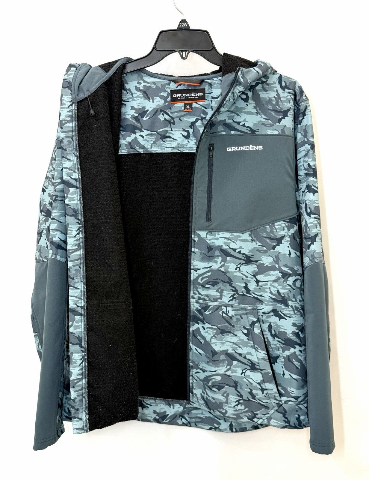 Grundéns Bulkhead Tech Fleece Jacket Mens Size XL Camo Hooded Fishing