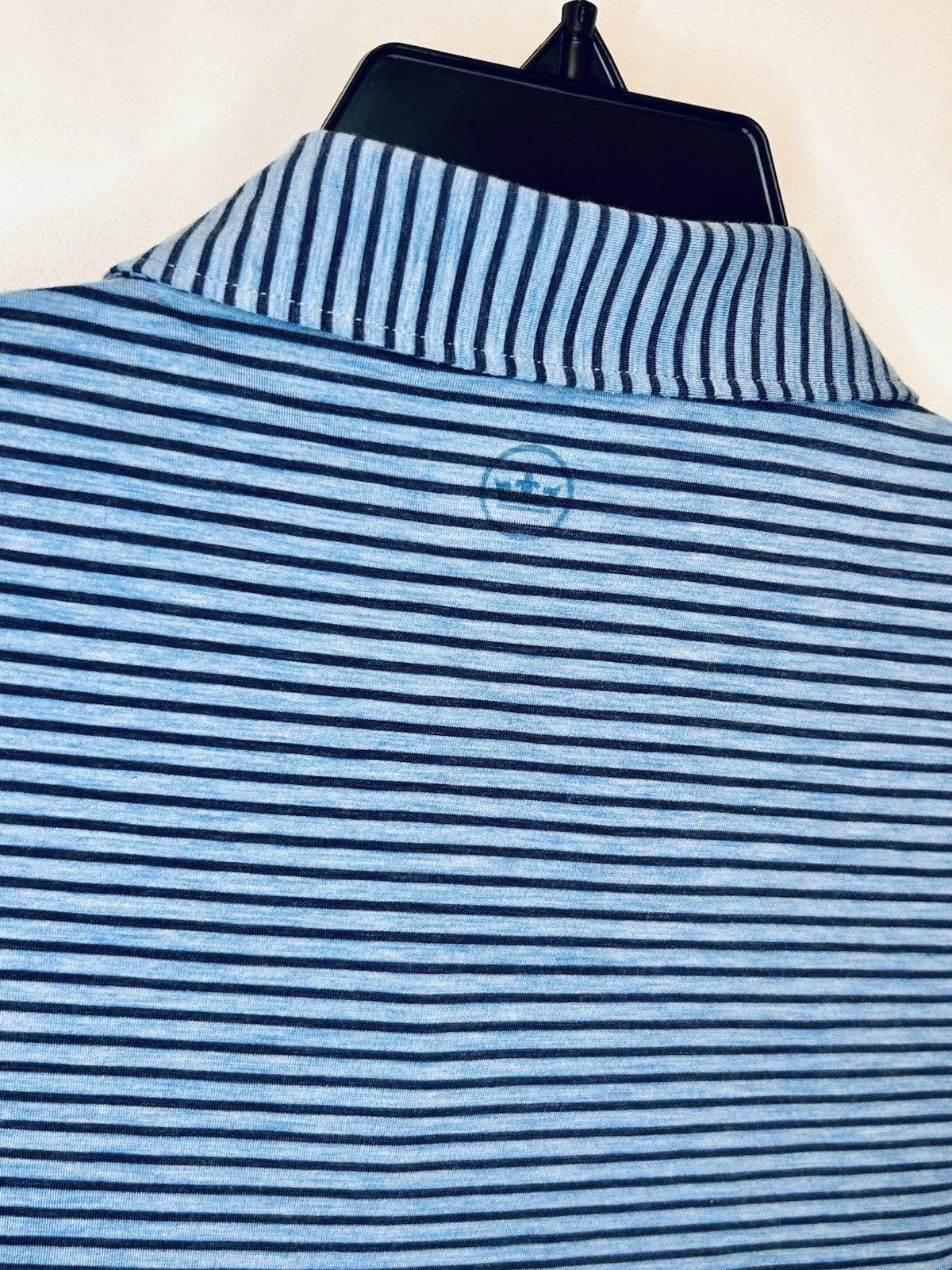 Peter Millar Crown Crafted Mens M Blue Striped Golf Polo Performance | New $120