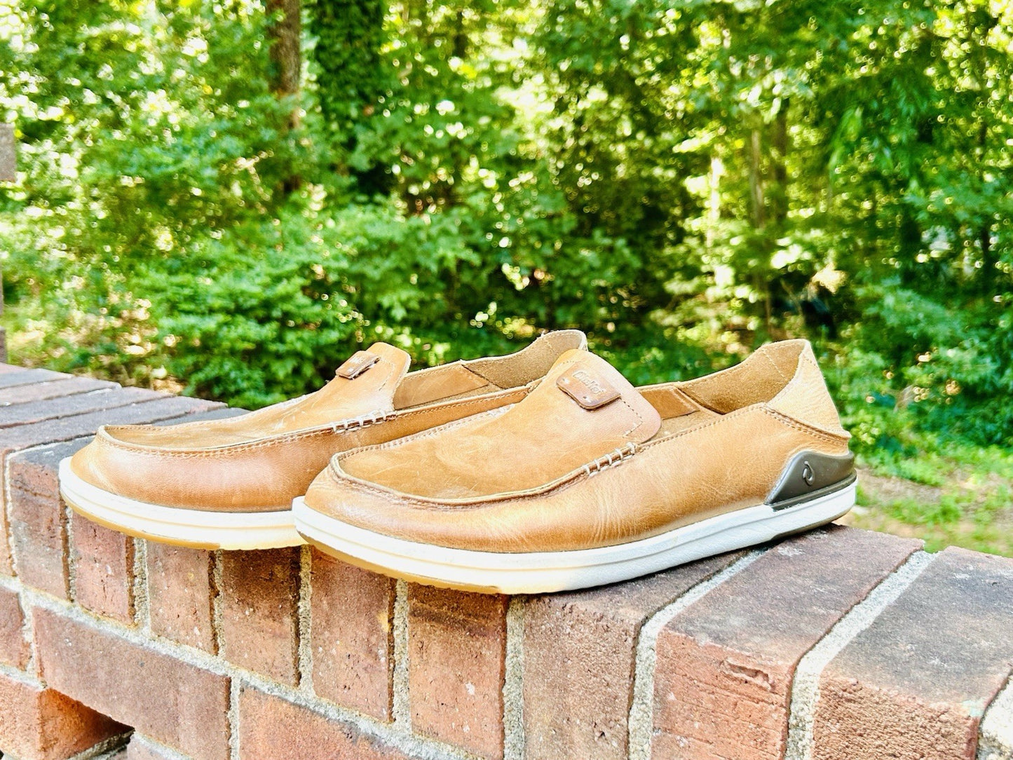 Men's Olukai Kakaha Fox/Fox Leather Slip-on Shoes US Size Men’s 12 ($130 Retail)