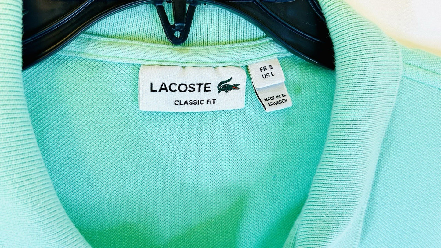 Lacoste Shirt Men's Large Lime Green Regular Fit Crocodile Short Sleeve