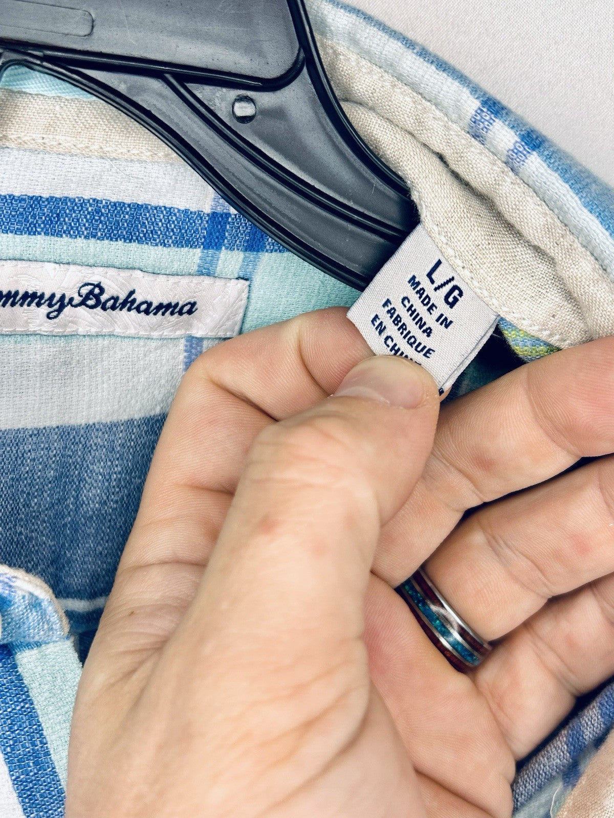 Tommy Bahama Long Sleeve Shirt Plaid Rahi Blue Ocean Deep Men’s Large | New $135