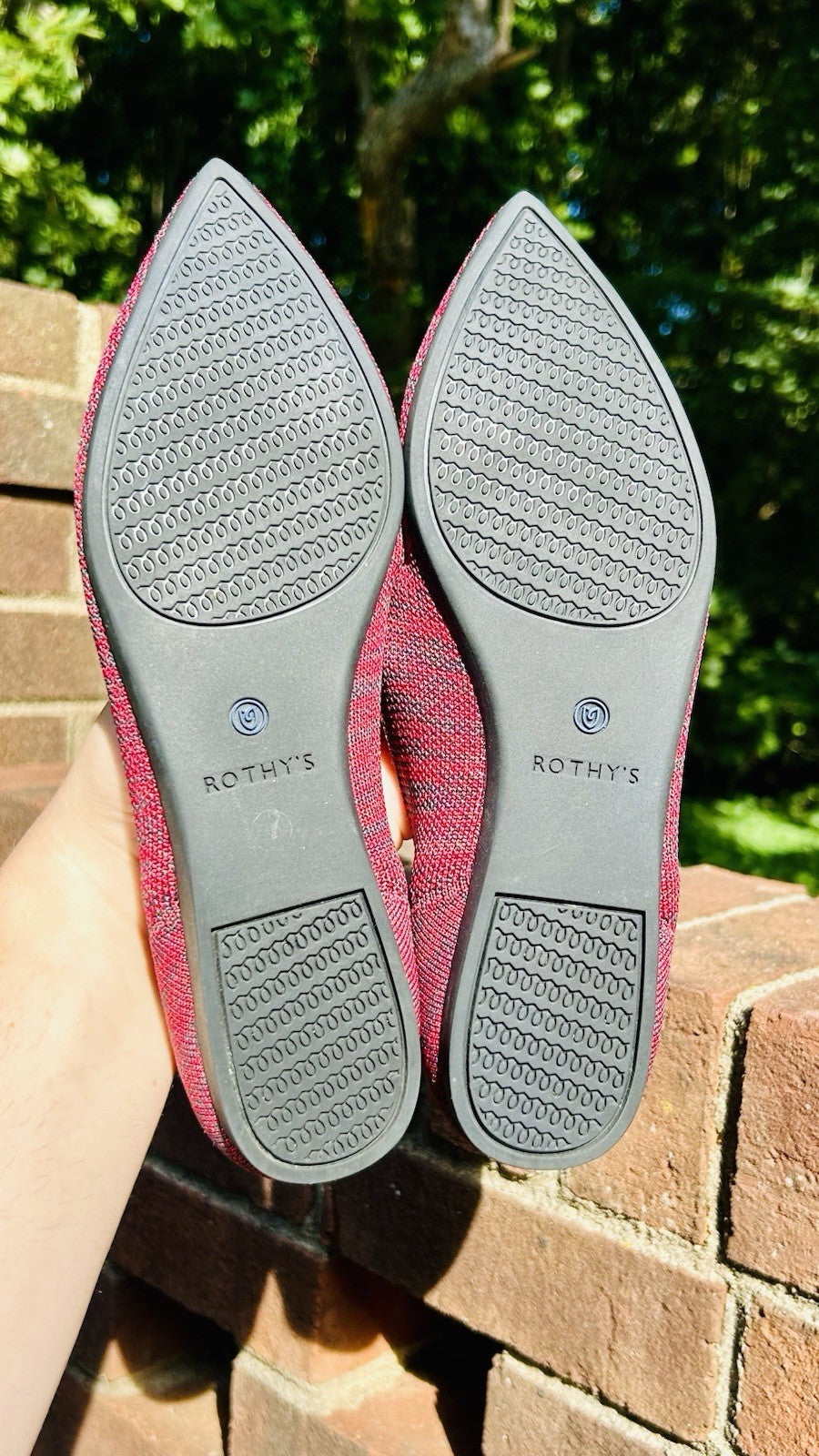Rothys The Point Ballet Flats Womens W9 Red Knit Fabric Casual Comfort Shoes