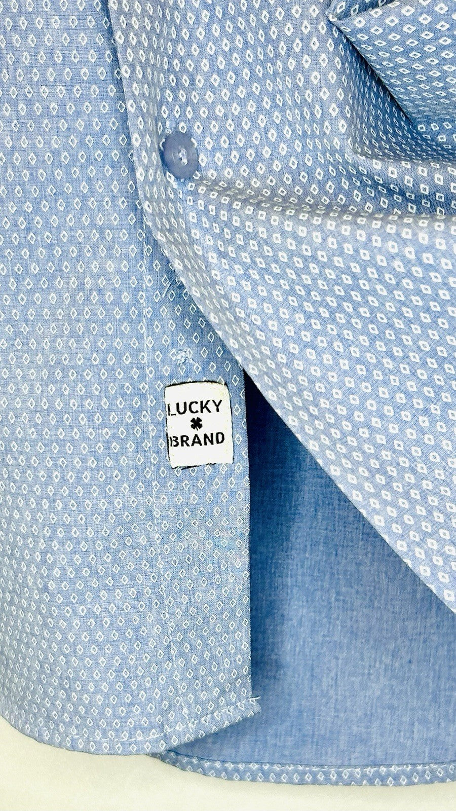 Lucky Brand Blue 4 Way Stretch Button Down Shirt Slim Fit Large 16/16.5-32/33