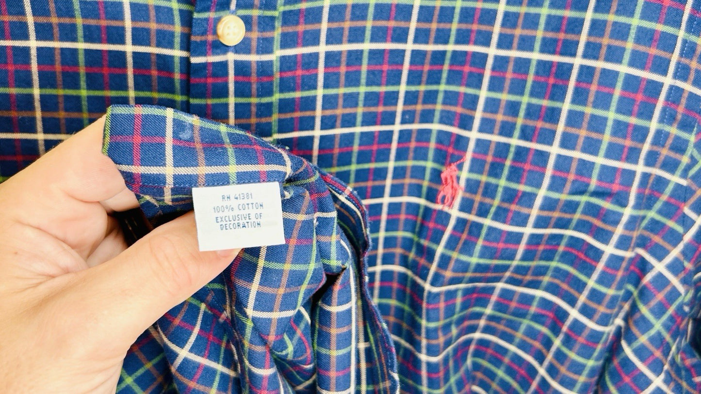 Ralph Lauren Blue Label Light Flannel Shirt Mens Medium Multicolor Plaid