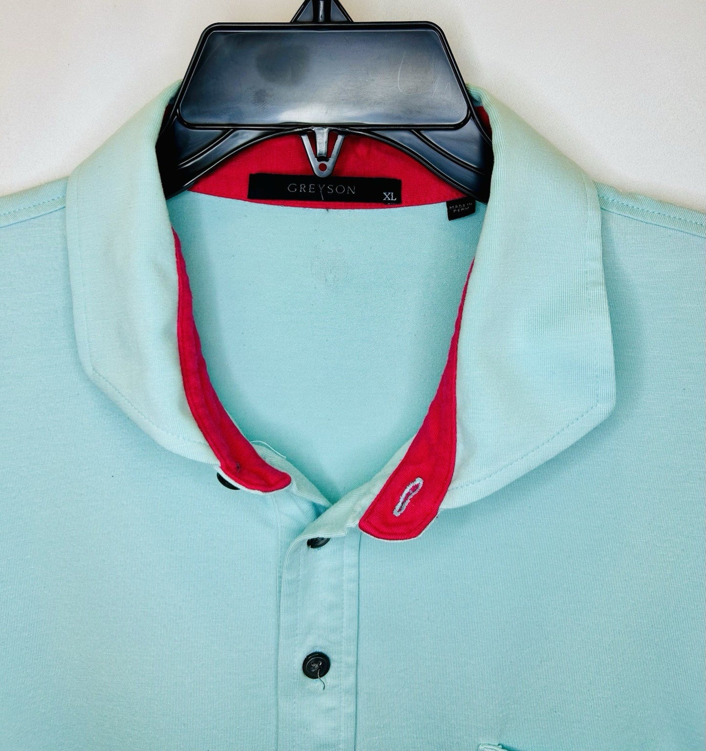 Grayson Golf Polo Men Shirt XL Aqua Blue Short Sleeve Performance Casual Stretch