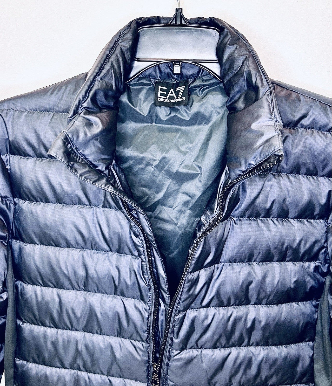 Emporio Armani EA7 Down Jacket Navy Quilted Mens Large With COA | $249 Retail