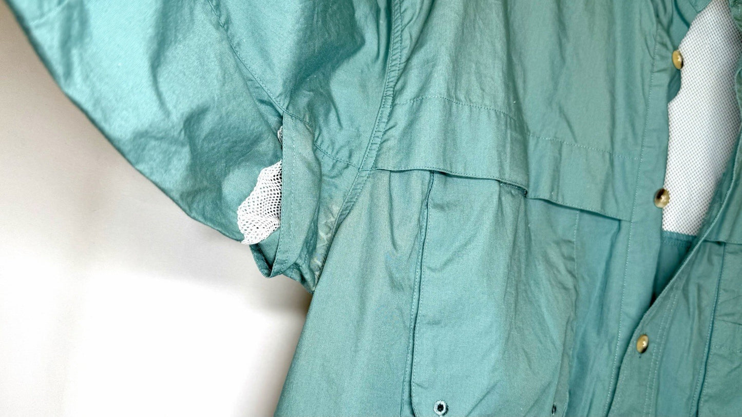 Bimini Bay Short Sleeve Vented Outdoor Fishing Shirt Light Blue Teal Men's Large