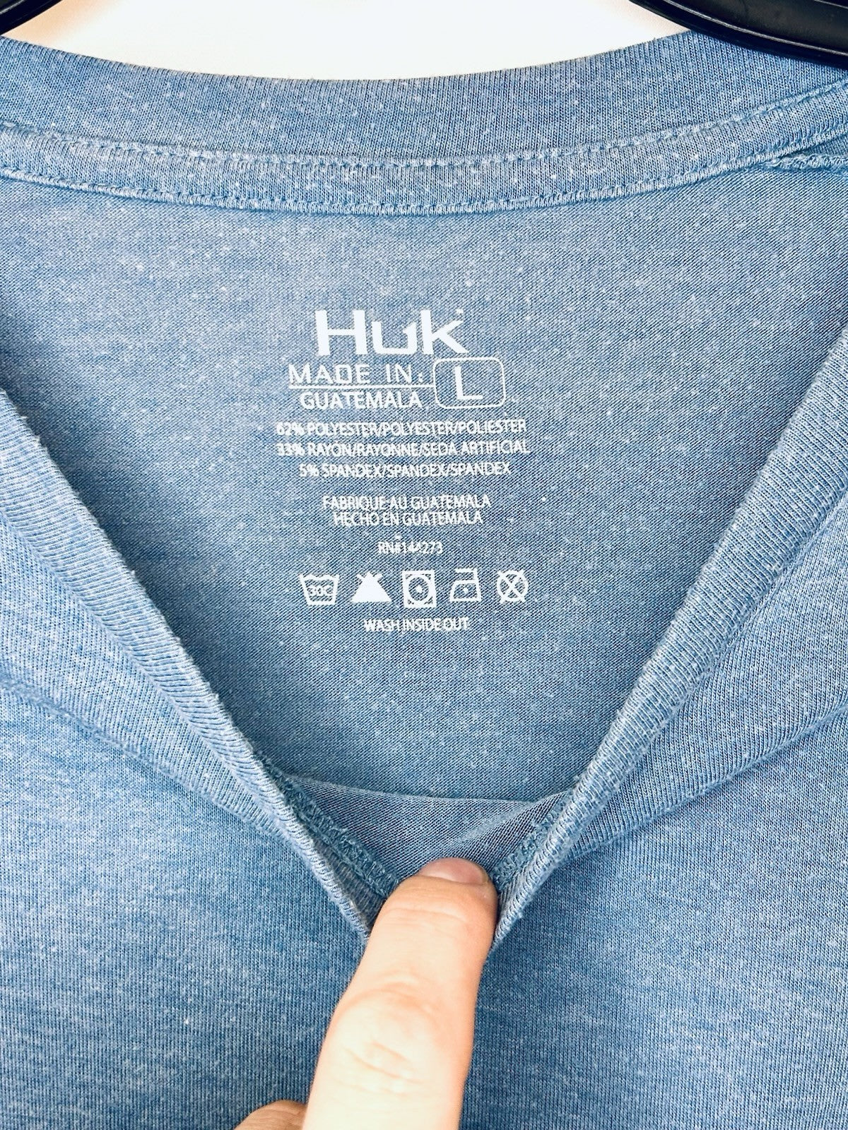 HUK Waypoint Long Sleeve Shirt Performance Fishing Tee for Men Size Large / Blue