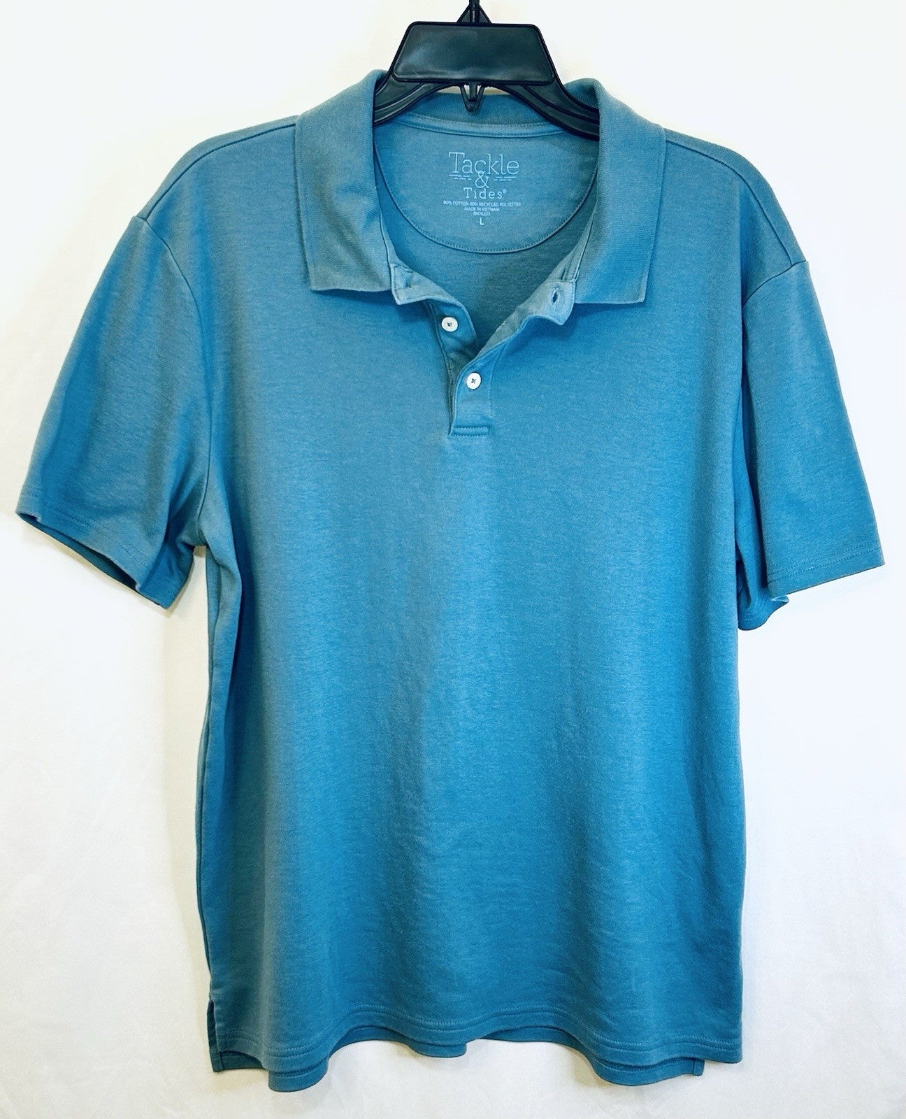 TACKLE & TIDES Mens Ribbed Collar S/S Polo Shirt / Royal Blue / Men’s Large