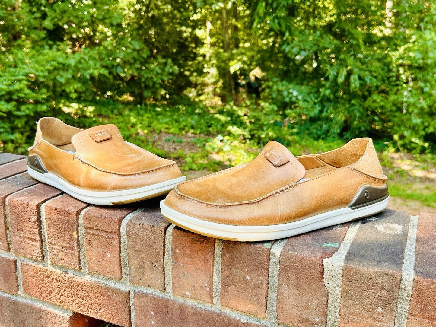 Men's Olukai Kakaha Fox/Fox Leather Slip-on Shoes US Size Men’s 12 ($130 Retail)
