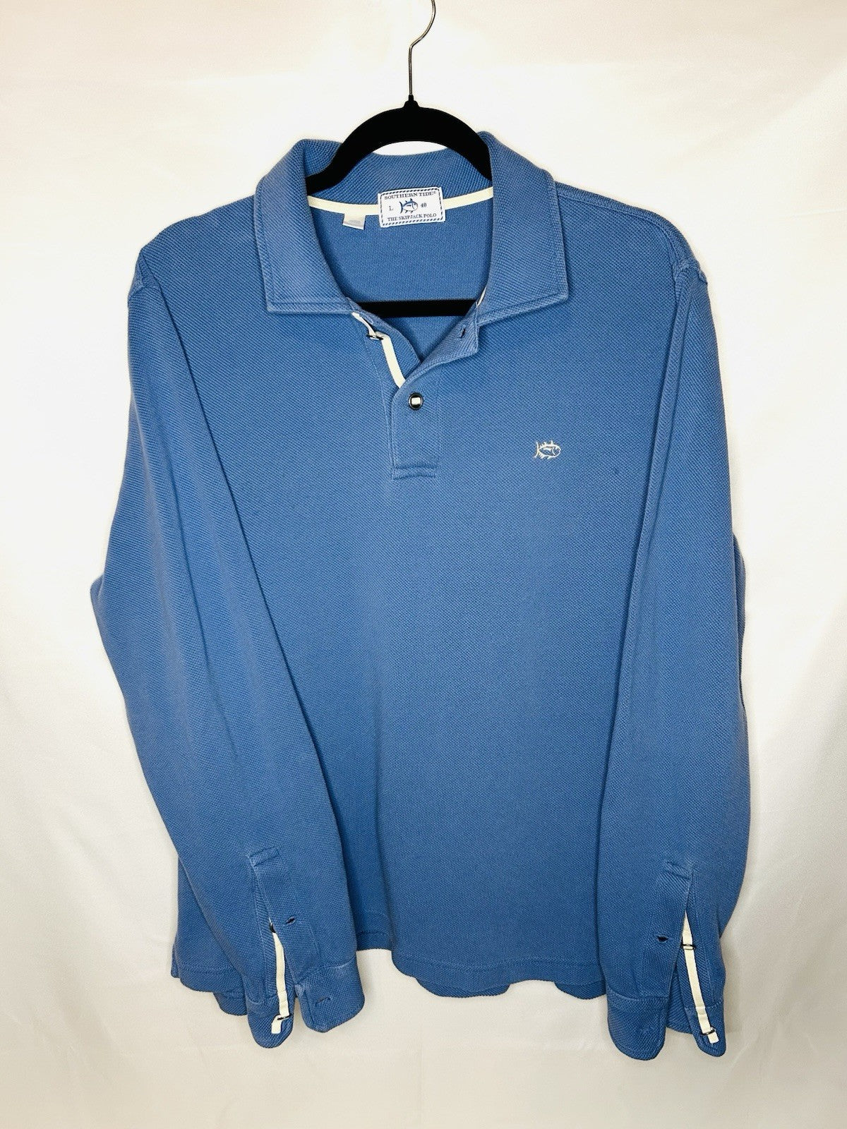 Southern Tide Skipjack Polo Long Sleeve Casual Shirt Blue Men's Large