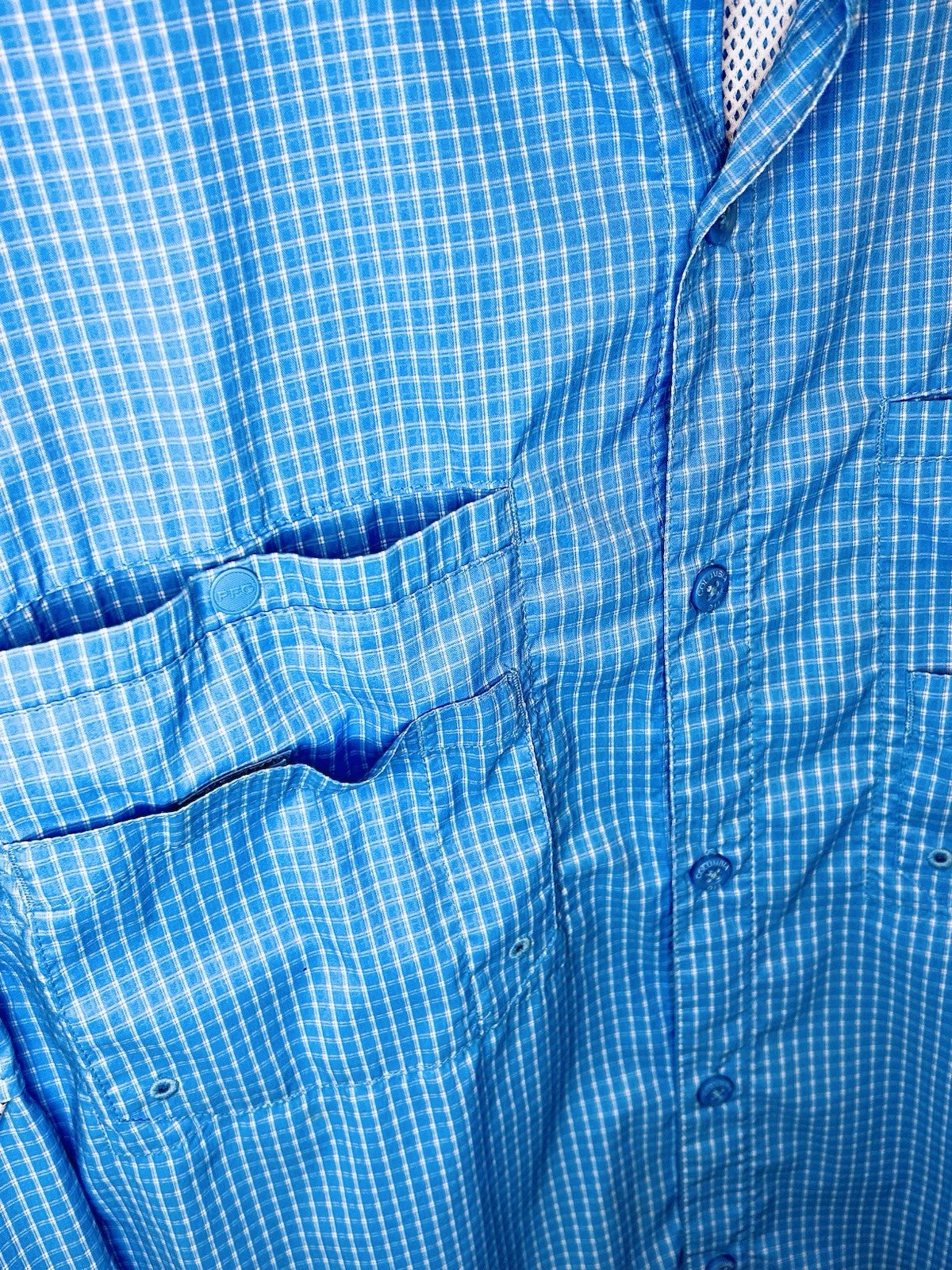 Columbia Super Tamiami Shirt Men's Large Blue PFG Vented Button Down Omni Shade