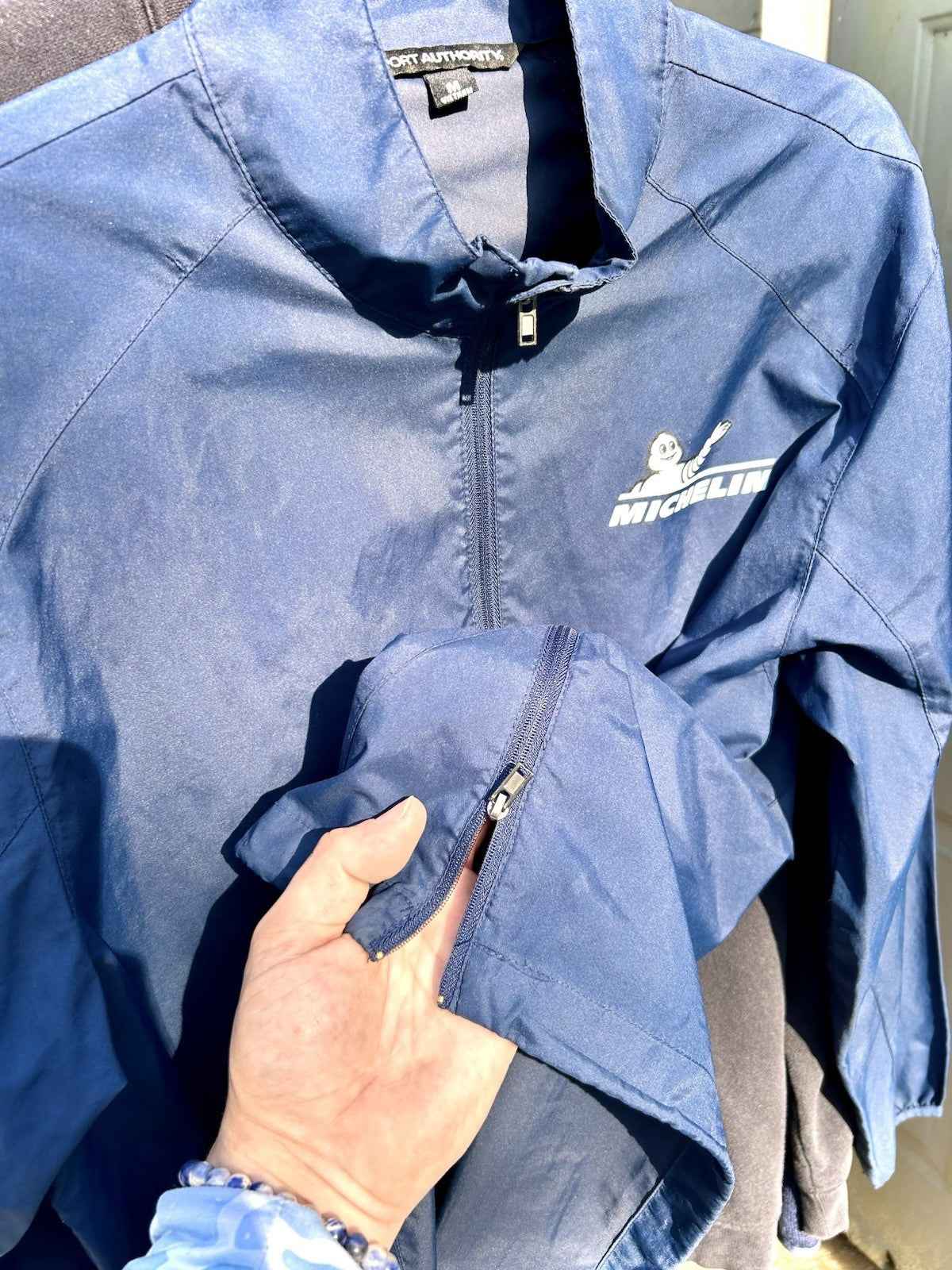 Port Authority/Michelin Tires Navy Track Windbreaker Pullover Men’s Medium
