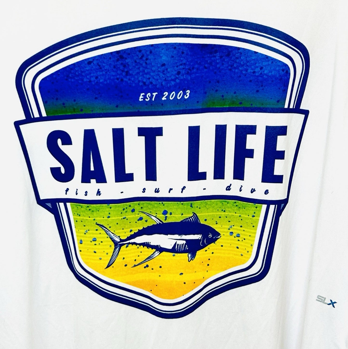 SALT LIFE SLX UVapor LS White Graphic Print Fishing/Outdoor Shirt Size XL