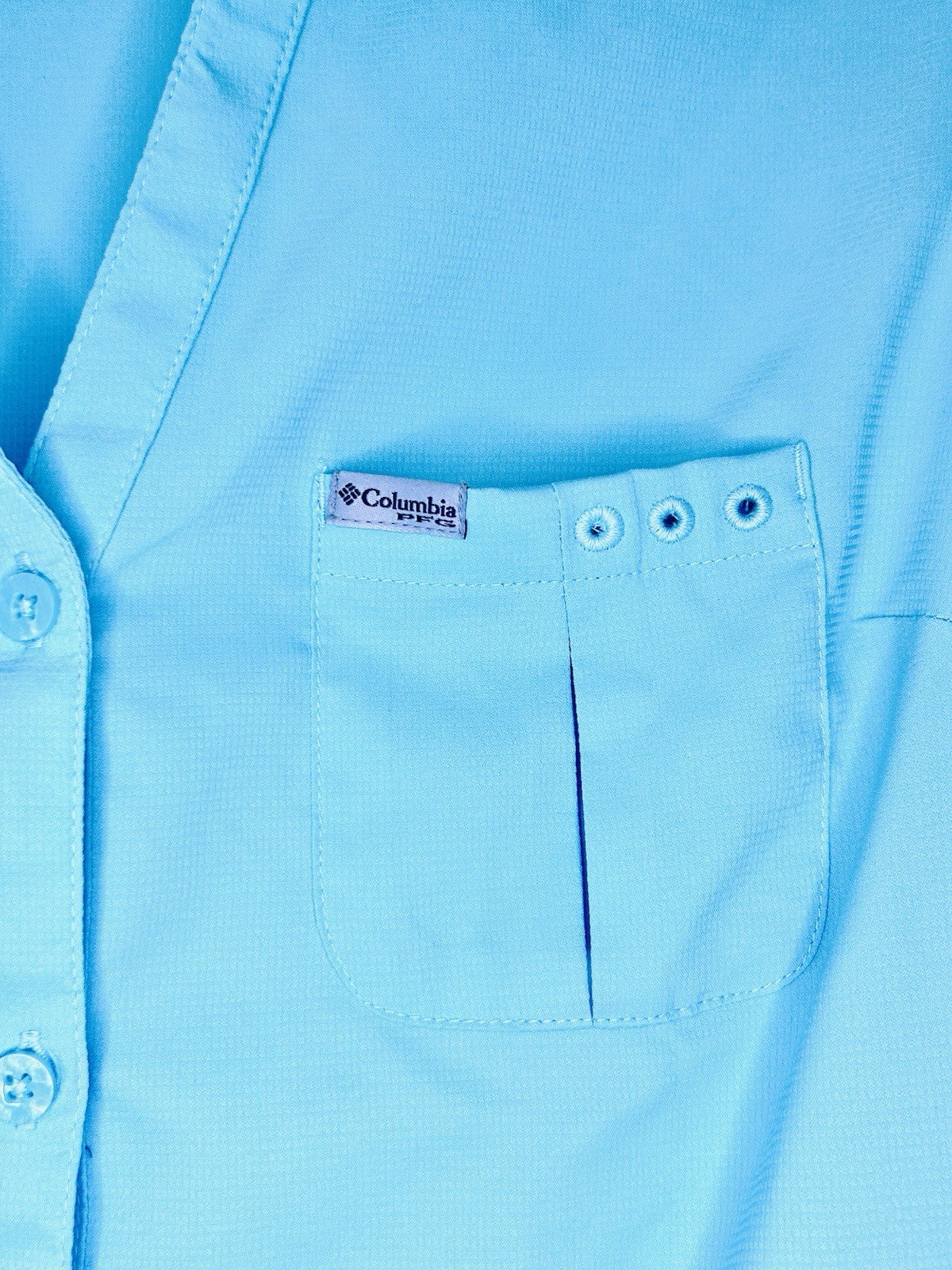 Columbia Woman’s Long Sleeve Roll Tab Lightweight Blouse Stretch Turquoise XS