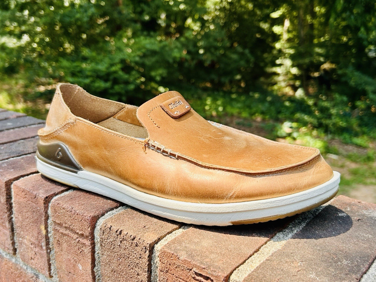 Men's Olukai Kakaha Fox/Fox Leather Slip-on Shoes US Size Men’s 12 ($130 Retail)