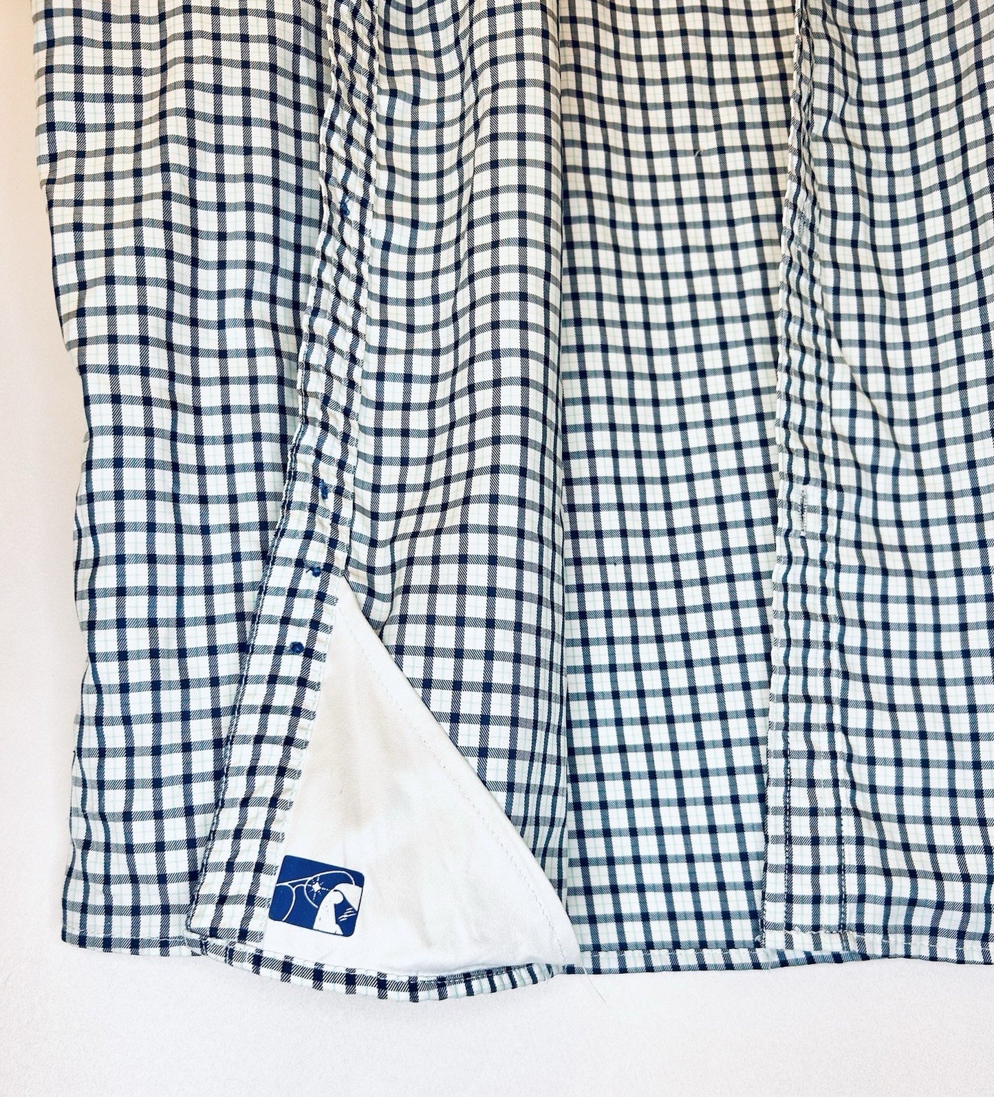 American Fishing Tackle Co AFTCO Mens Large Short Sleeve Blue Shirt Plaid Button