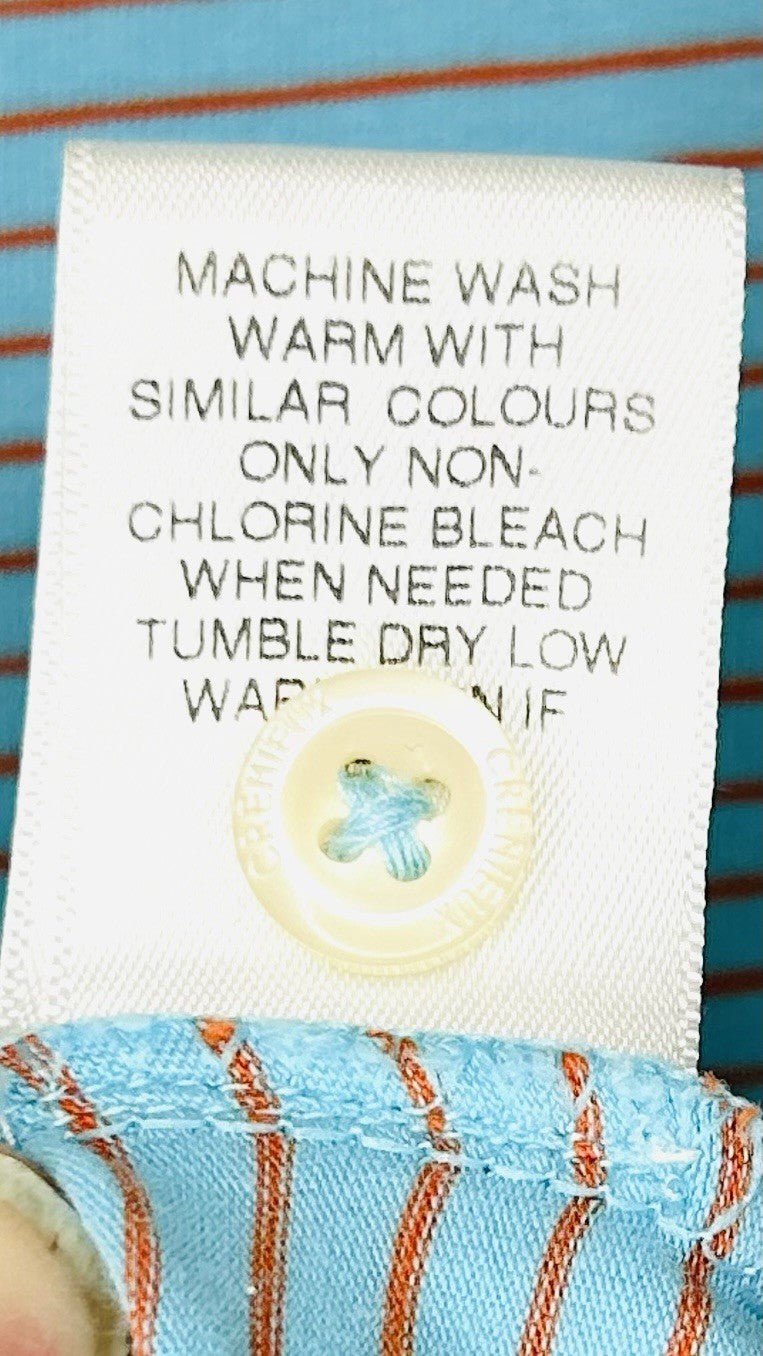 Cremieux Classics Golf Polo Men’s Large Baby Blue/Orange Striped